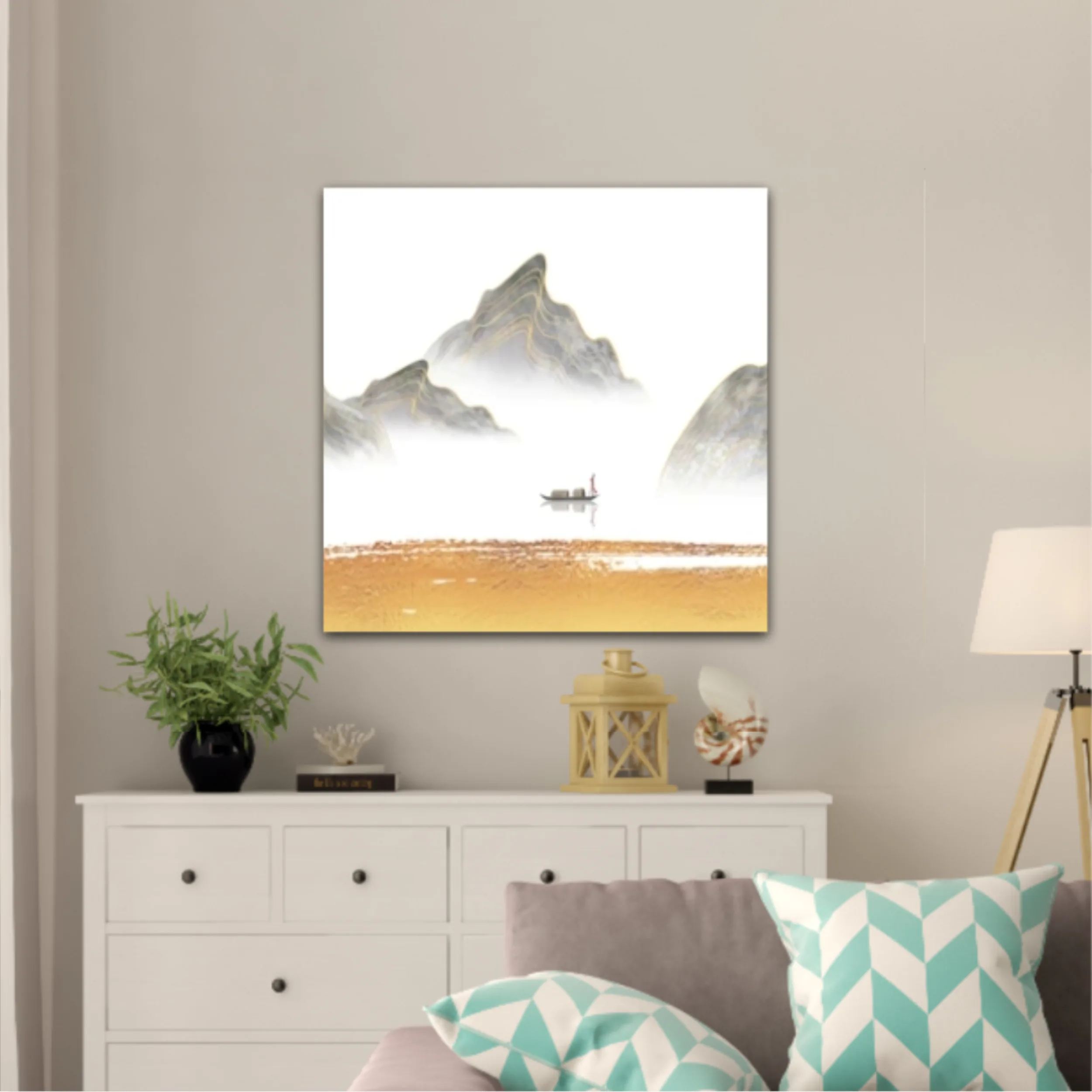 3d illustration image of mountain river water and cloud