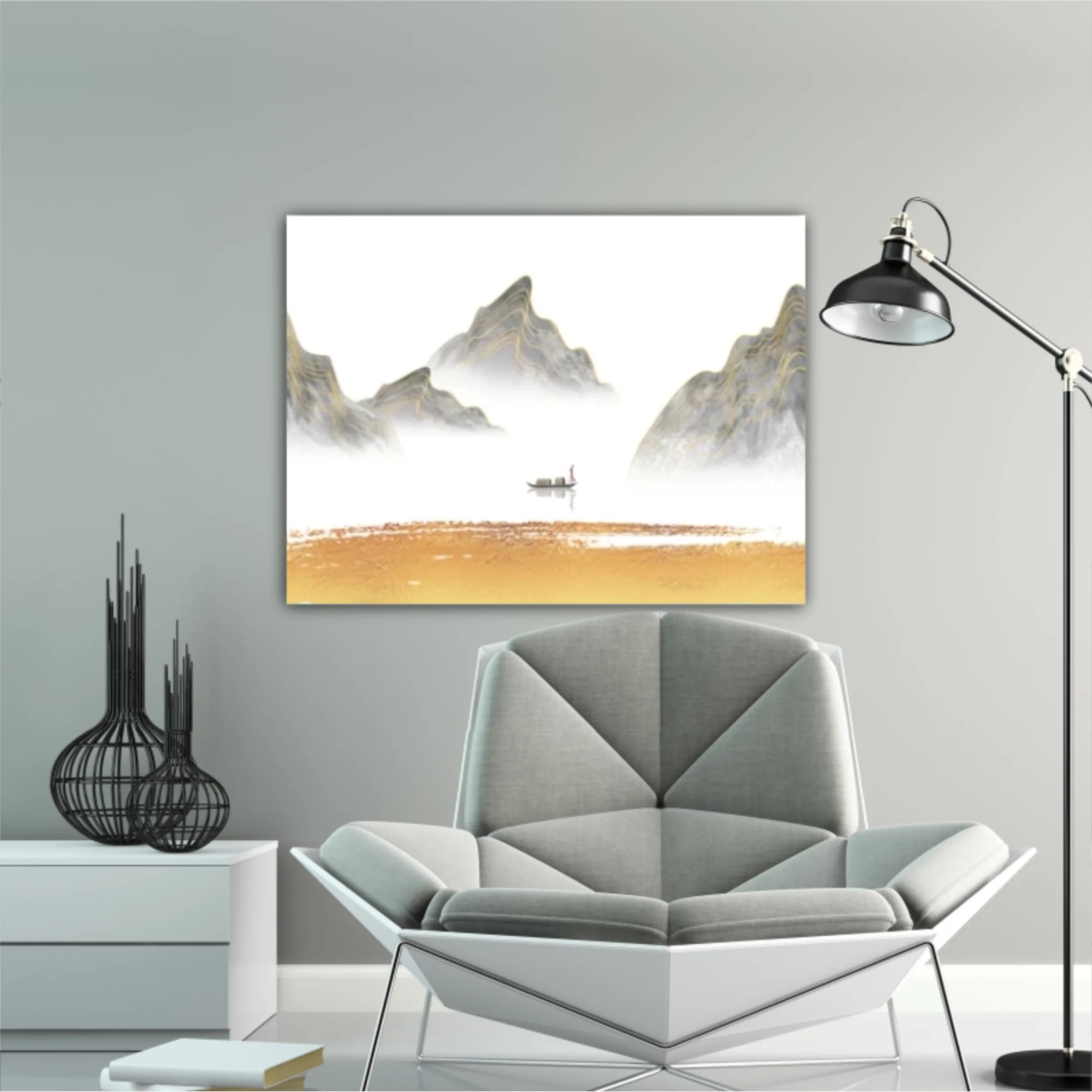 3d illustration image of mountain river water and cloud