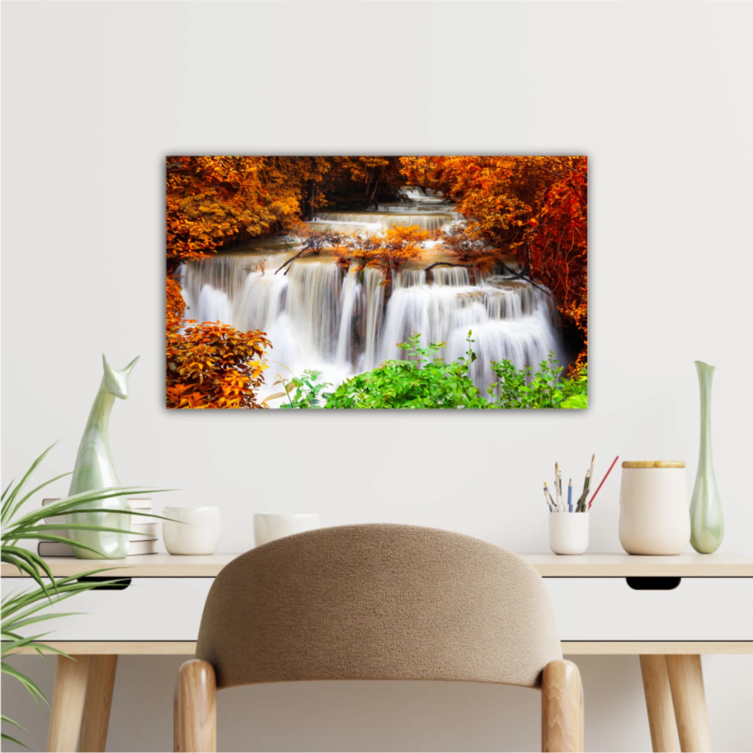 View of waterfalls in Thailand in rainy season