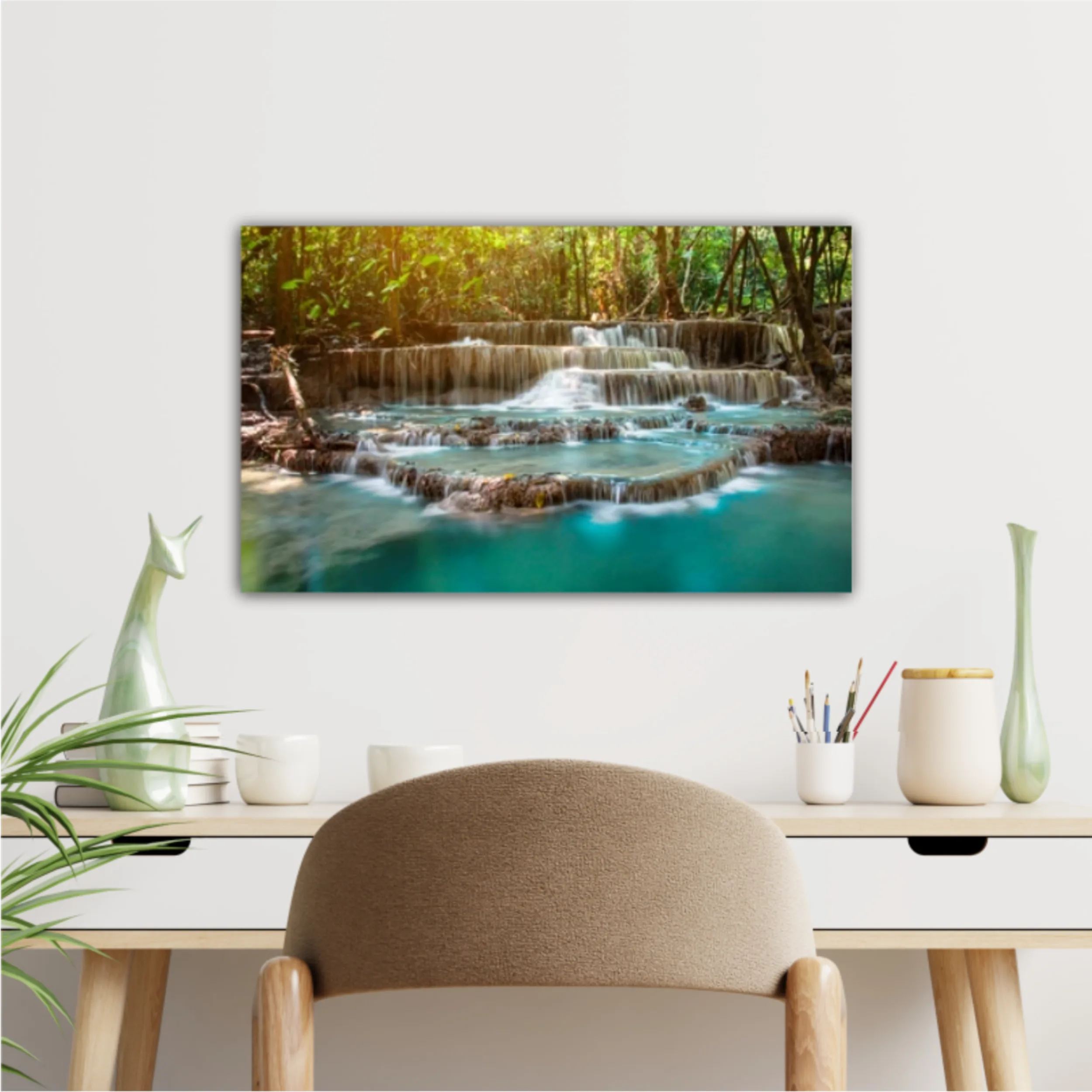 Huay Mae Khamin waterfall with day noon light in tropical forest, Thailand