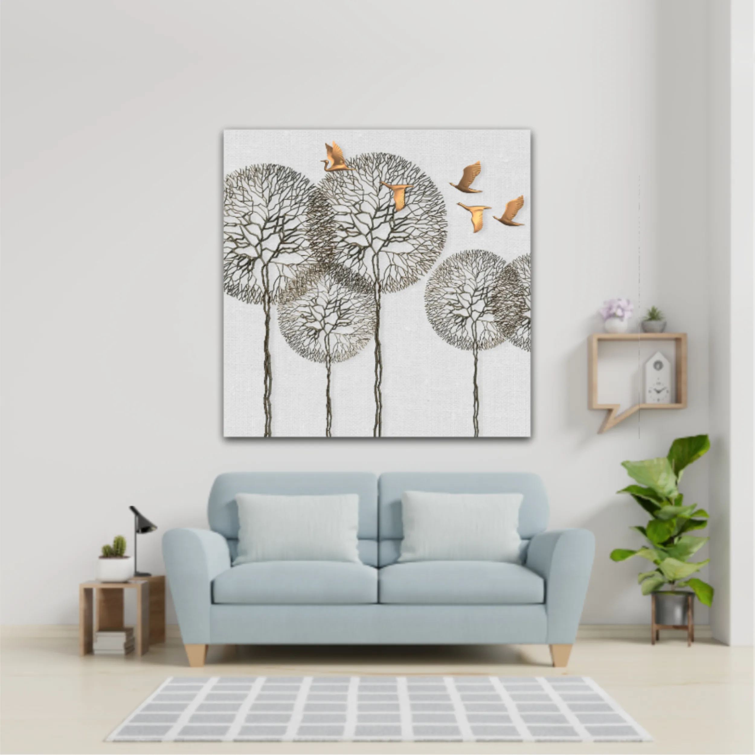 3d illustration of trees and birds