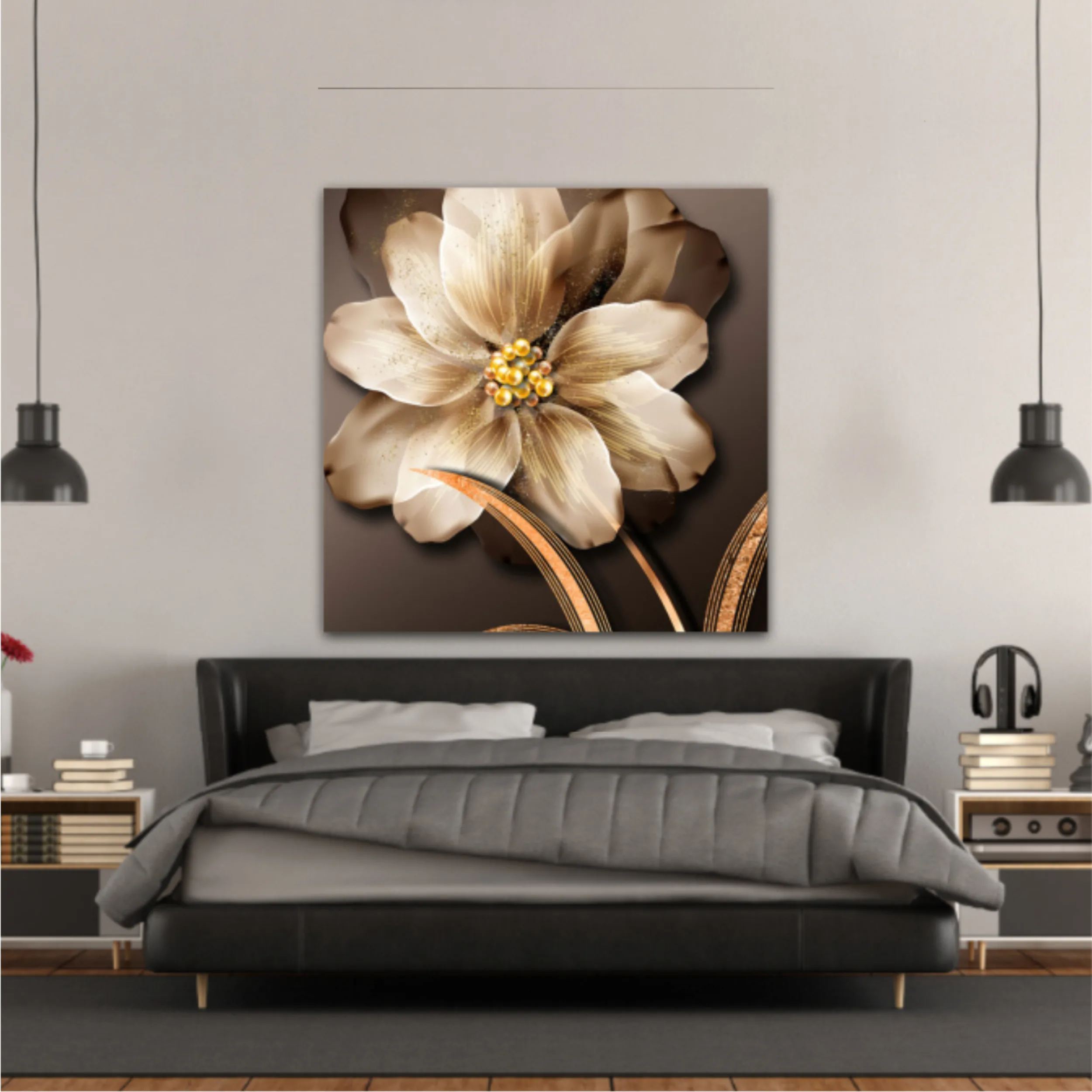 3d illustration of luxurious golden flower