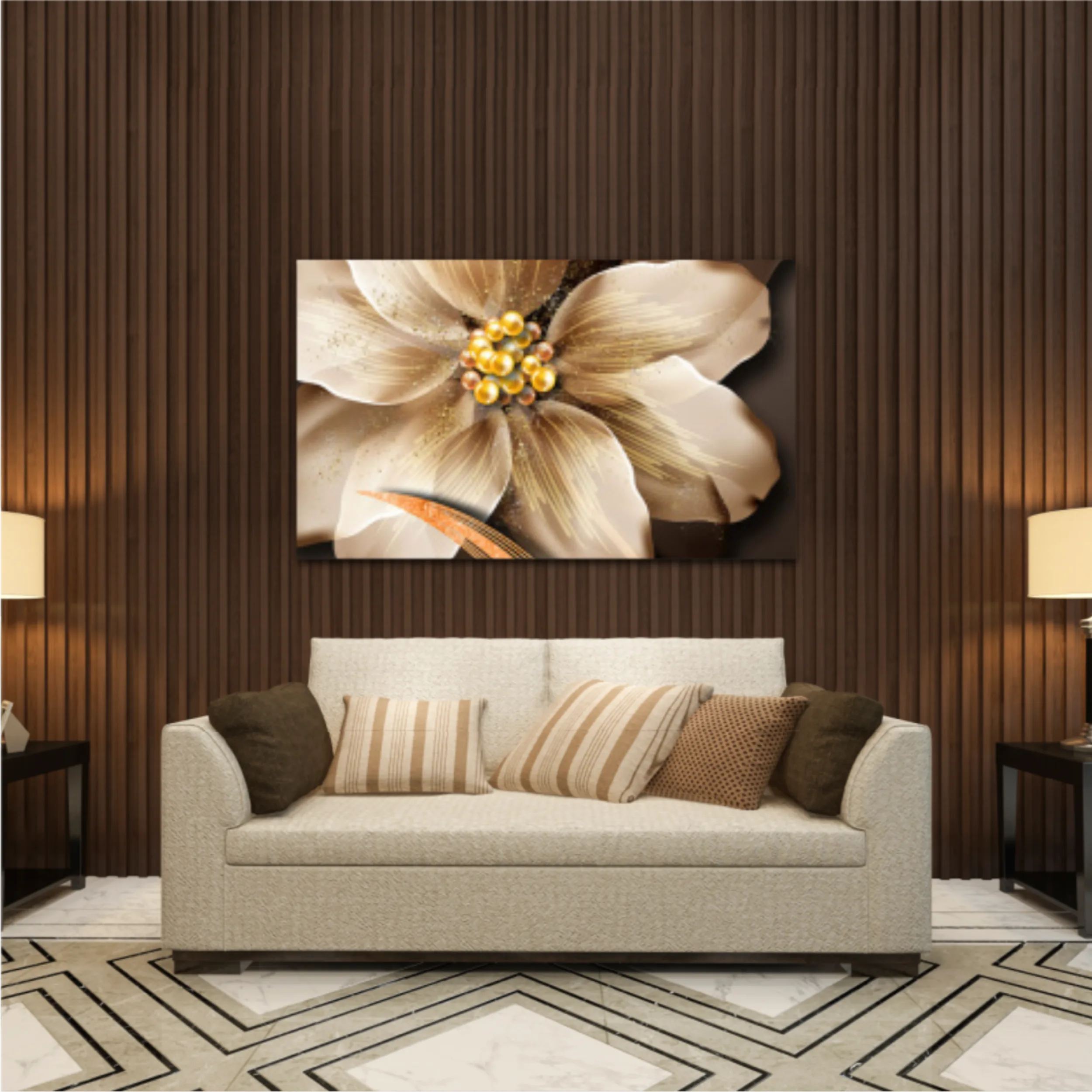 3d illustration of luxurious golden flower