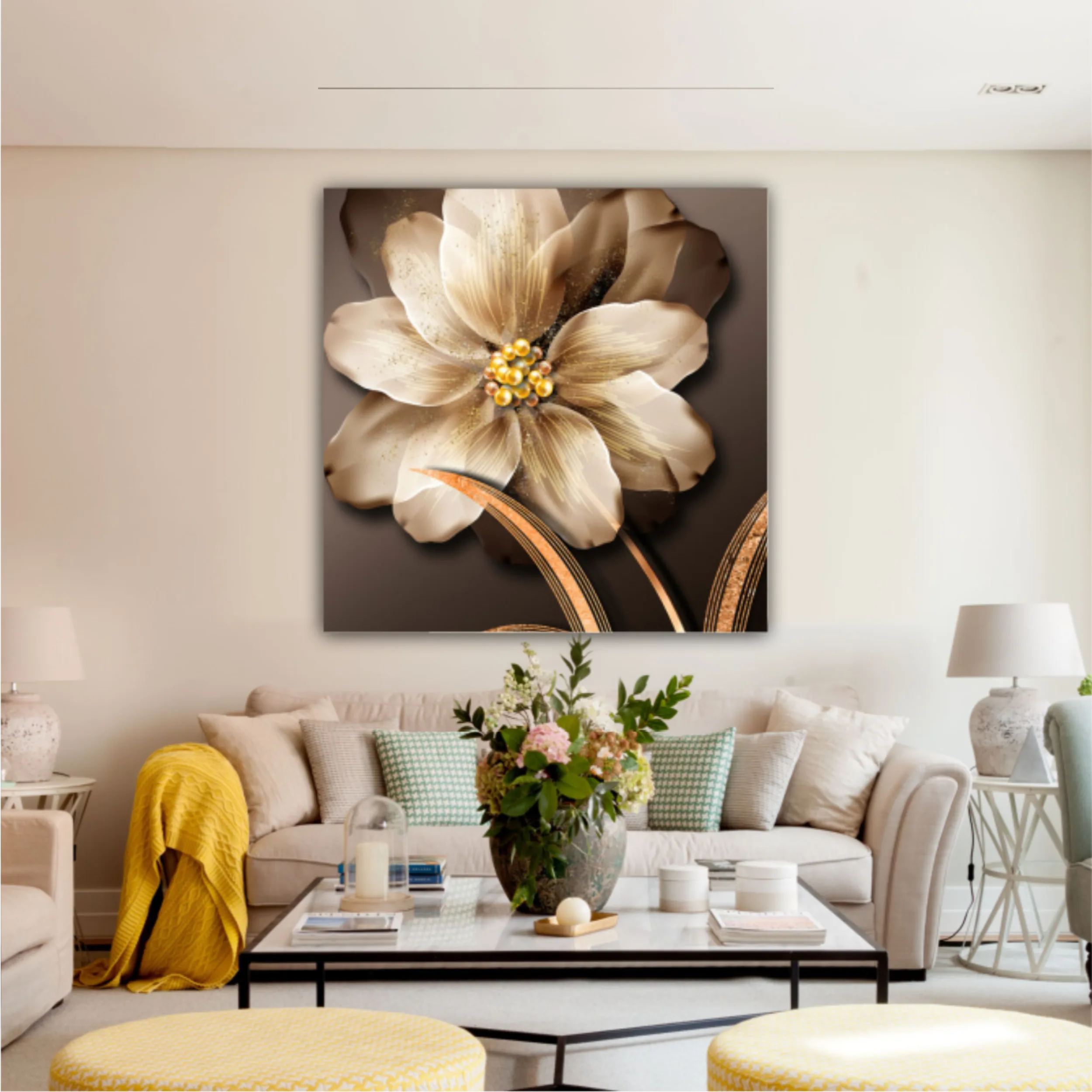 3d illustration of luxurious golden flower