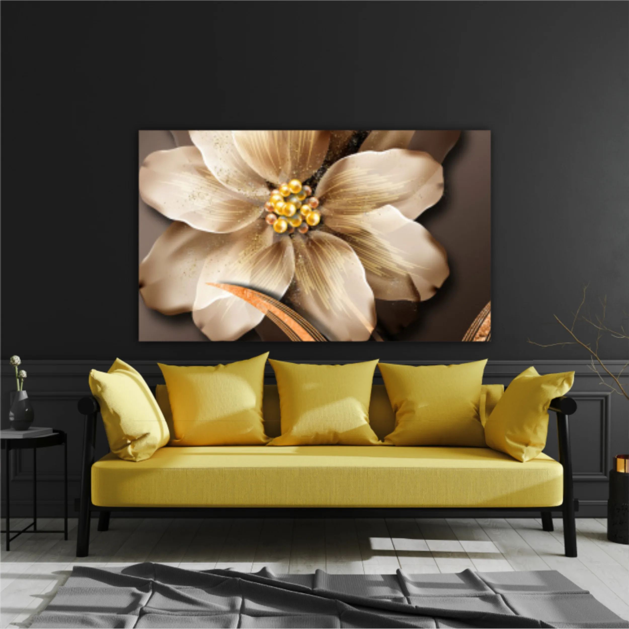 3d illustration of luxurious golden flower