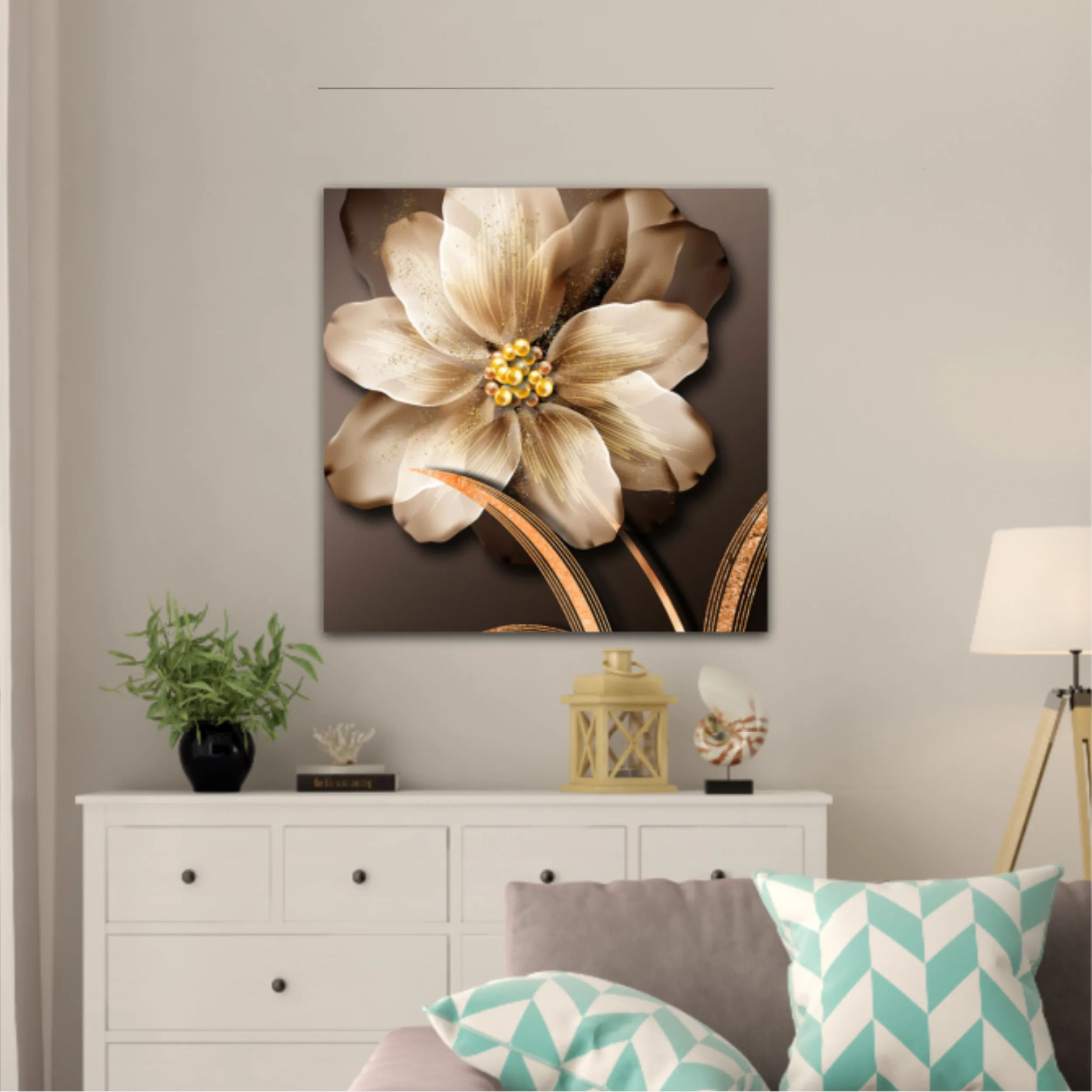 3d illustration of luxurious golden flower