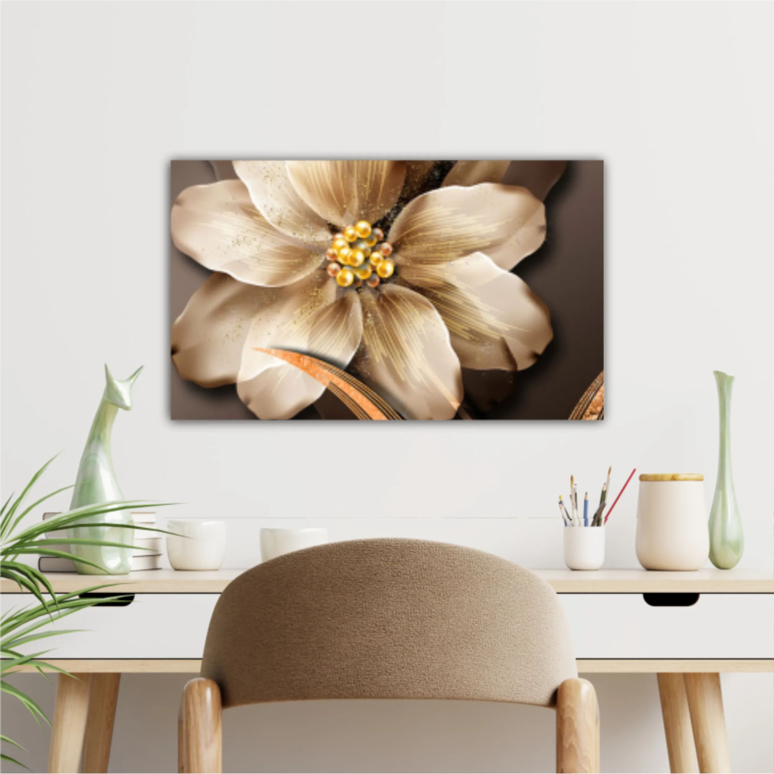 3d illustration of luxurious golden flower