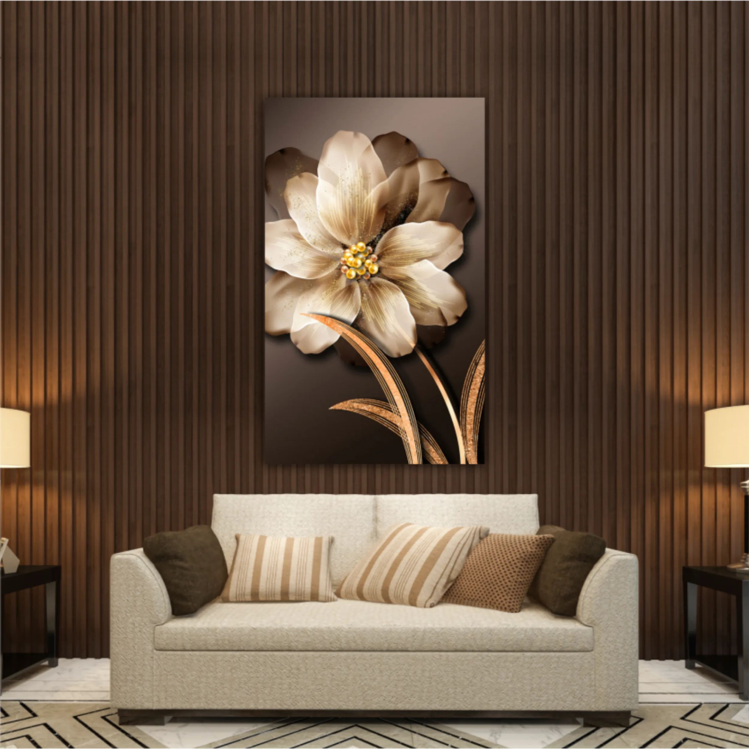 3d illustration of luxurious golden flower