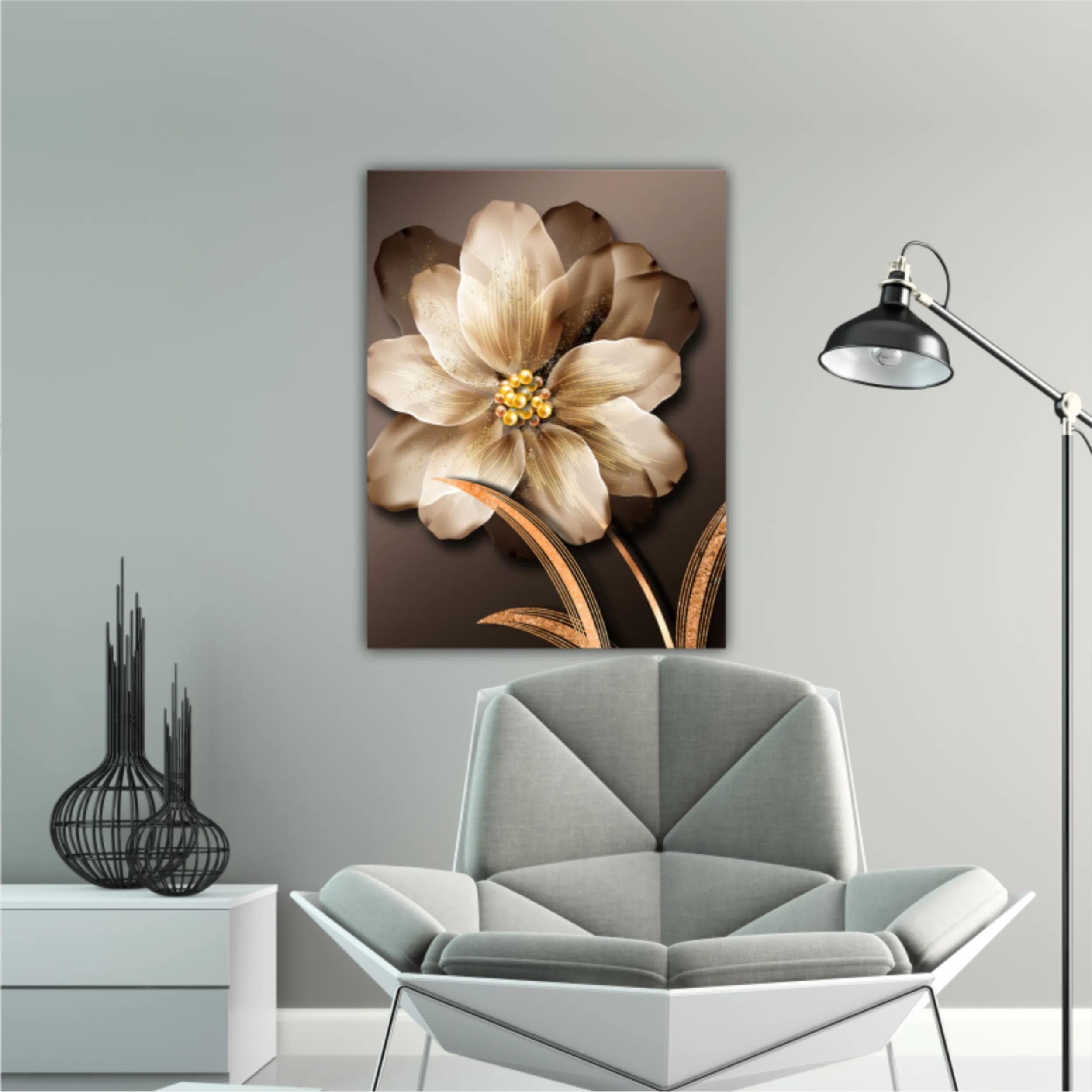 3d illustration of luxurious golden flower