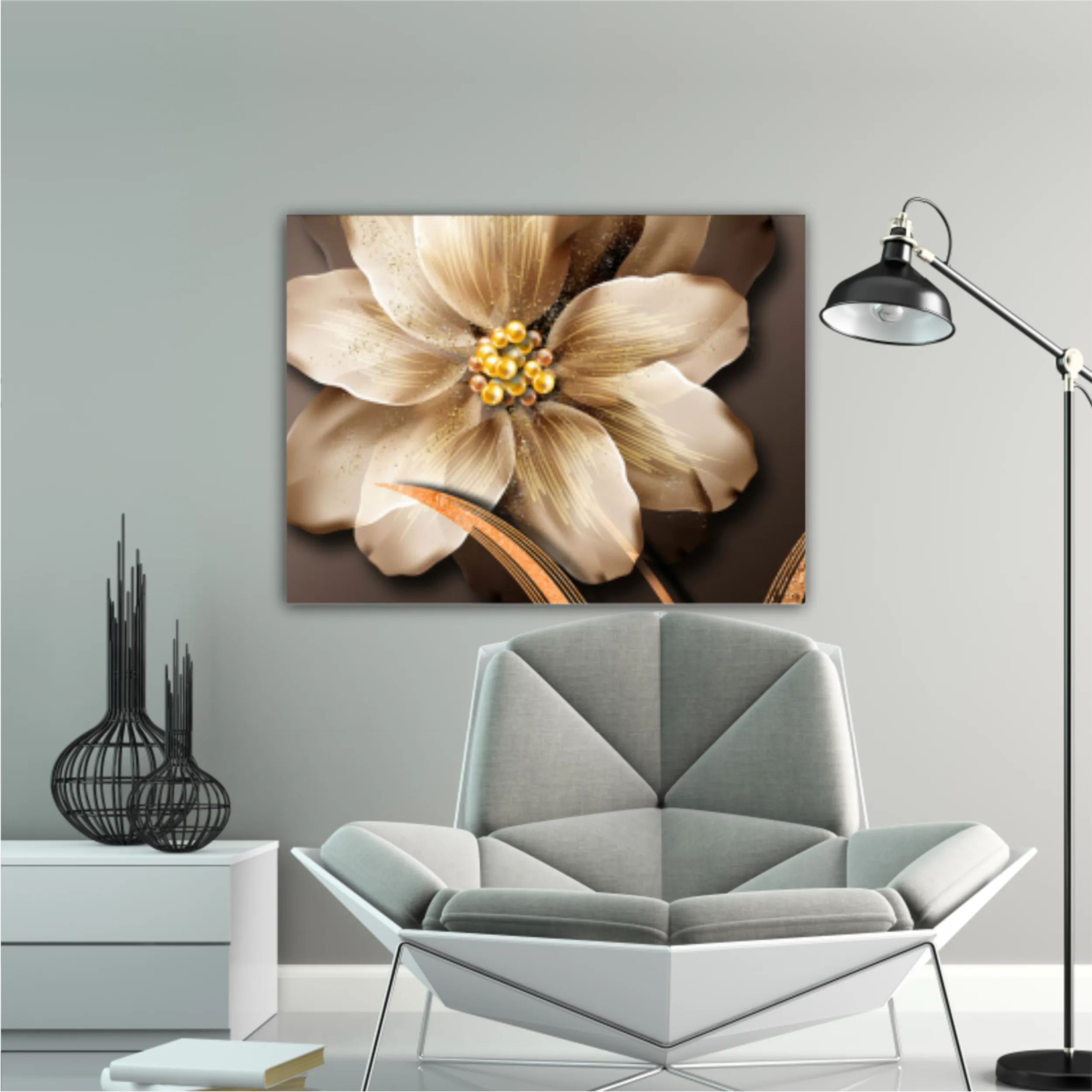 3d illustration of luxurious golden flower