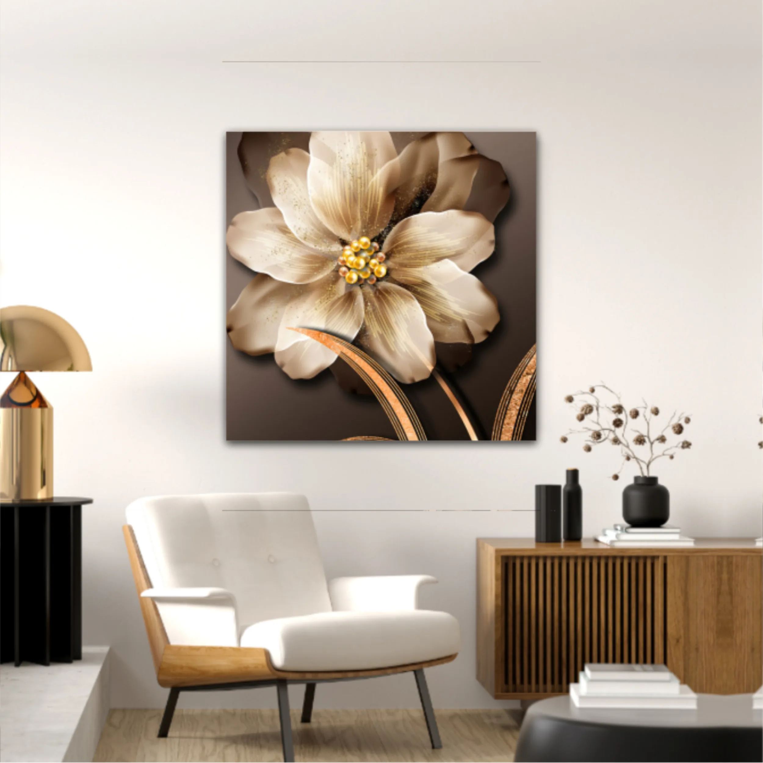 3d illustration of luxurious golden flower