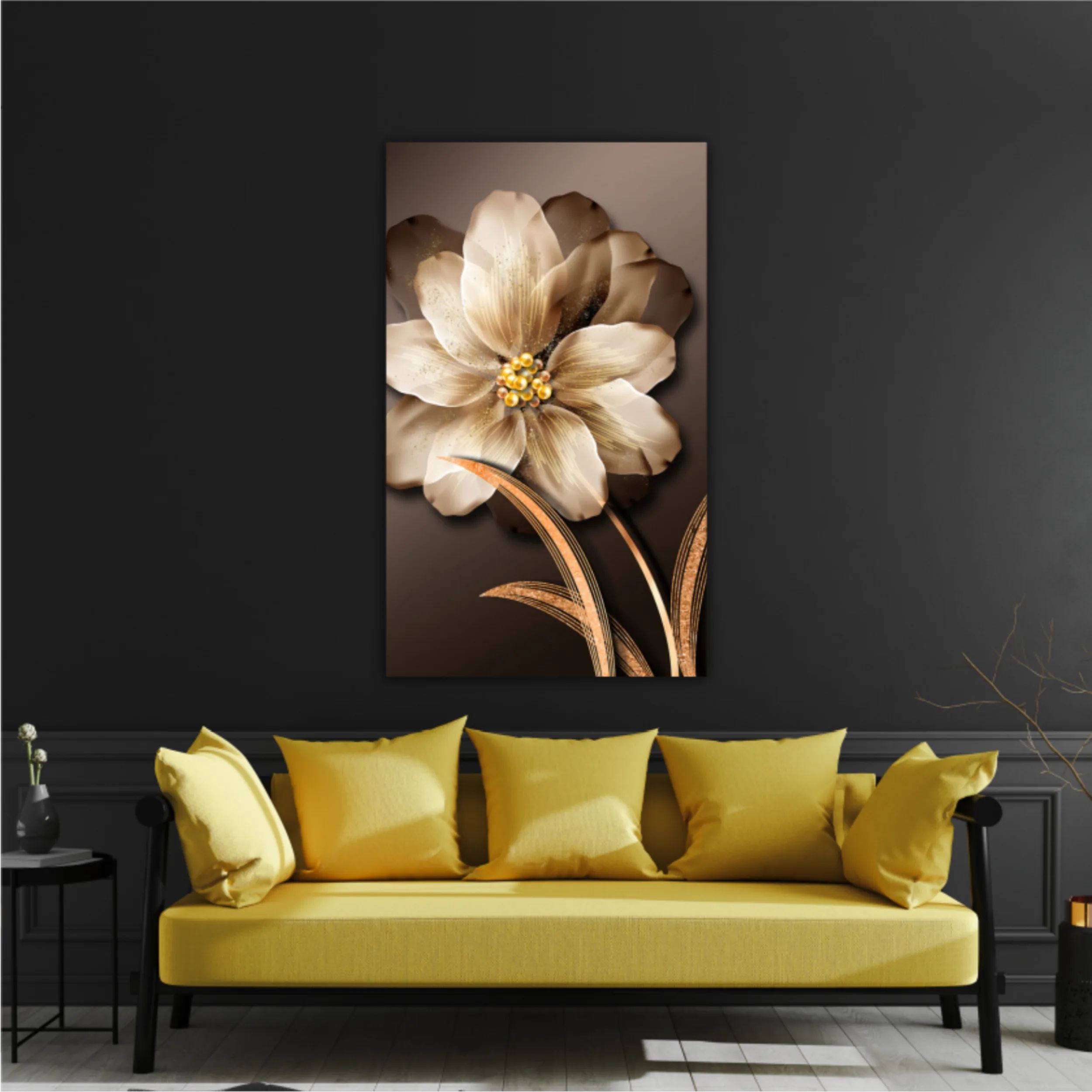 3d illustration of luxurious golden flower