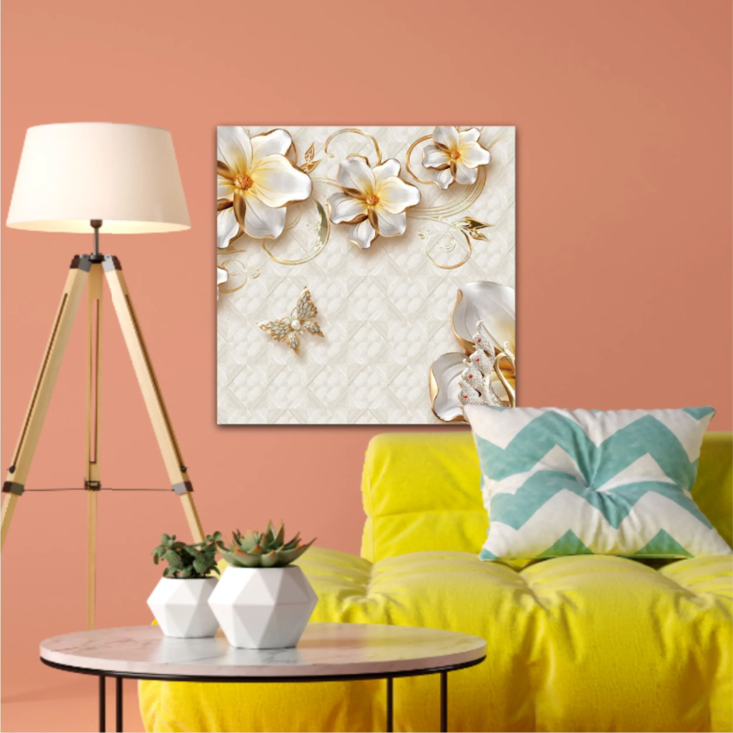 3d illustration of flowers, butterflies and swans