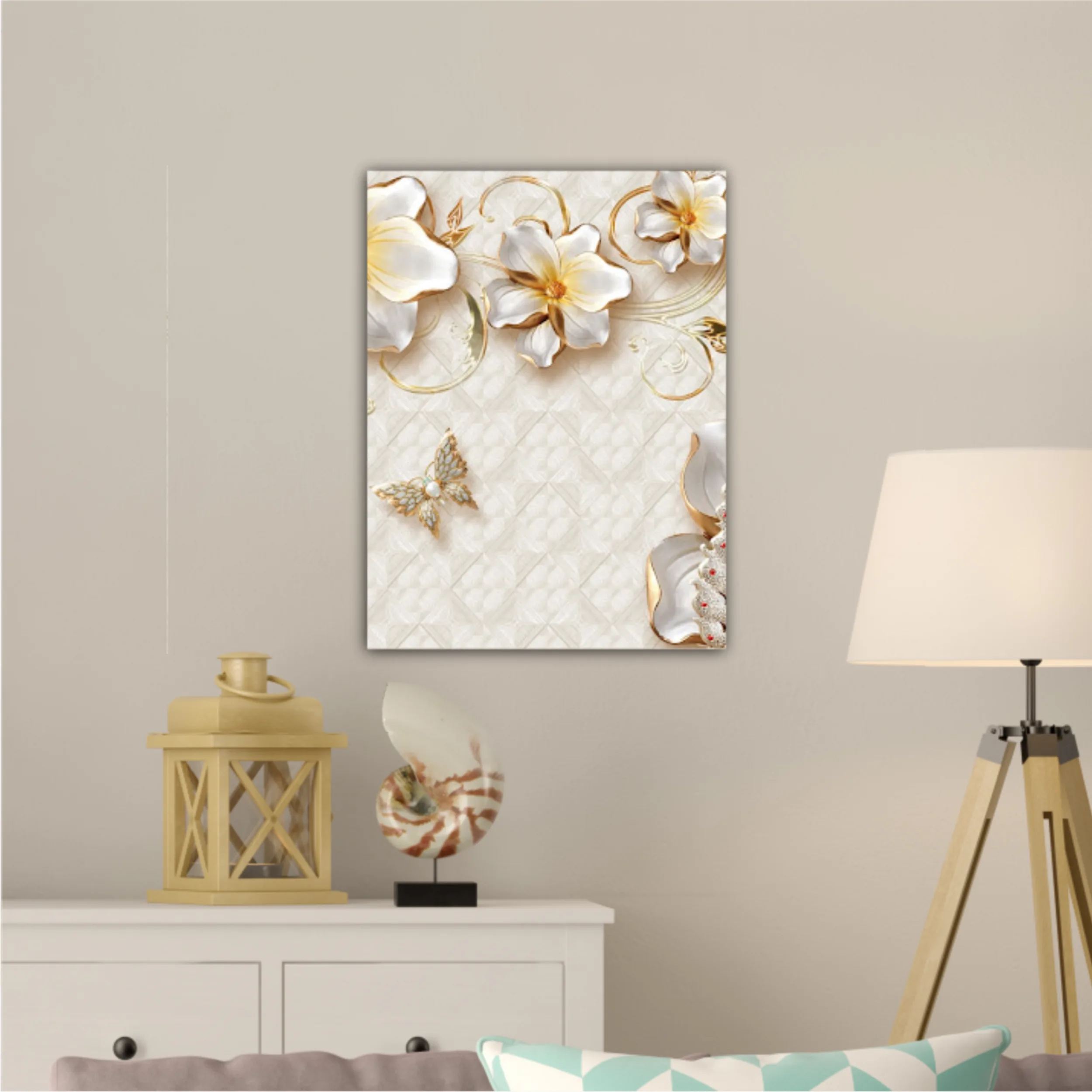 3d illustration of flowers, butterflies and swans