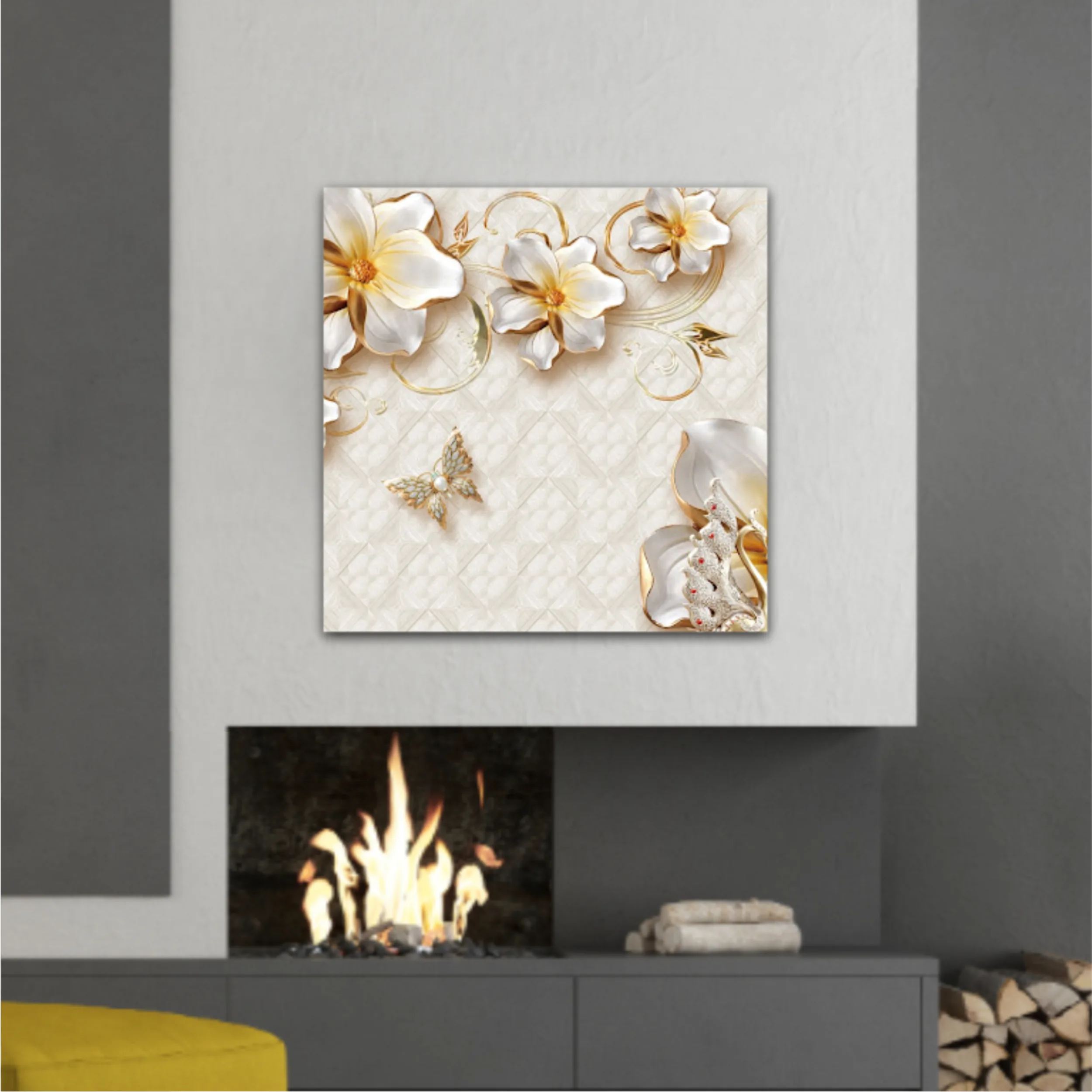 3d illustration of flowers, butterflies and swans