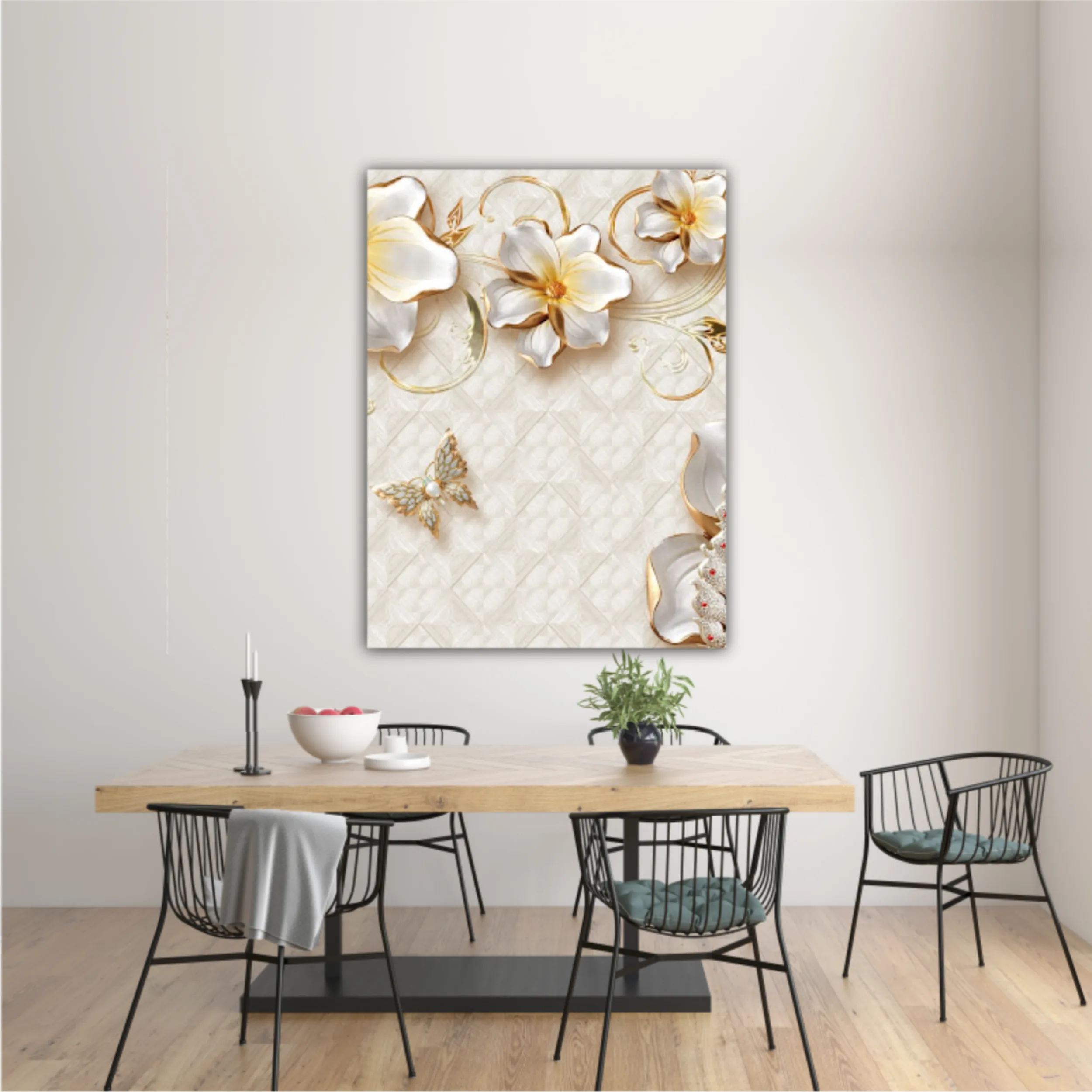 3d illustration of flowers, butterflies and swans