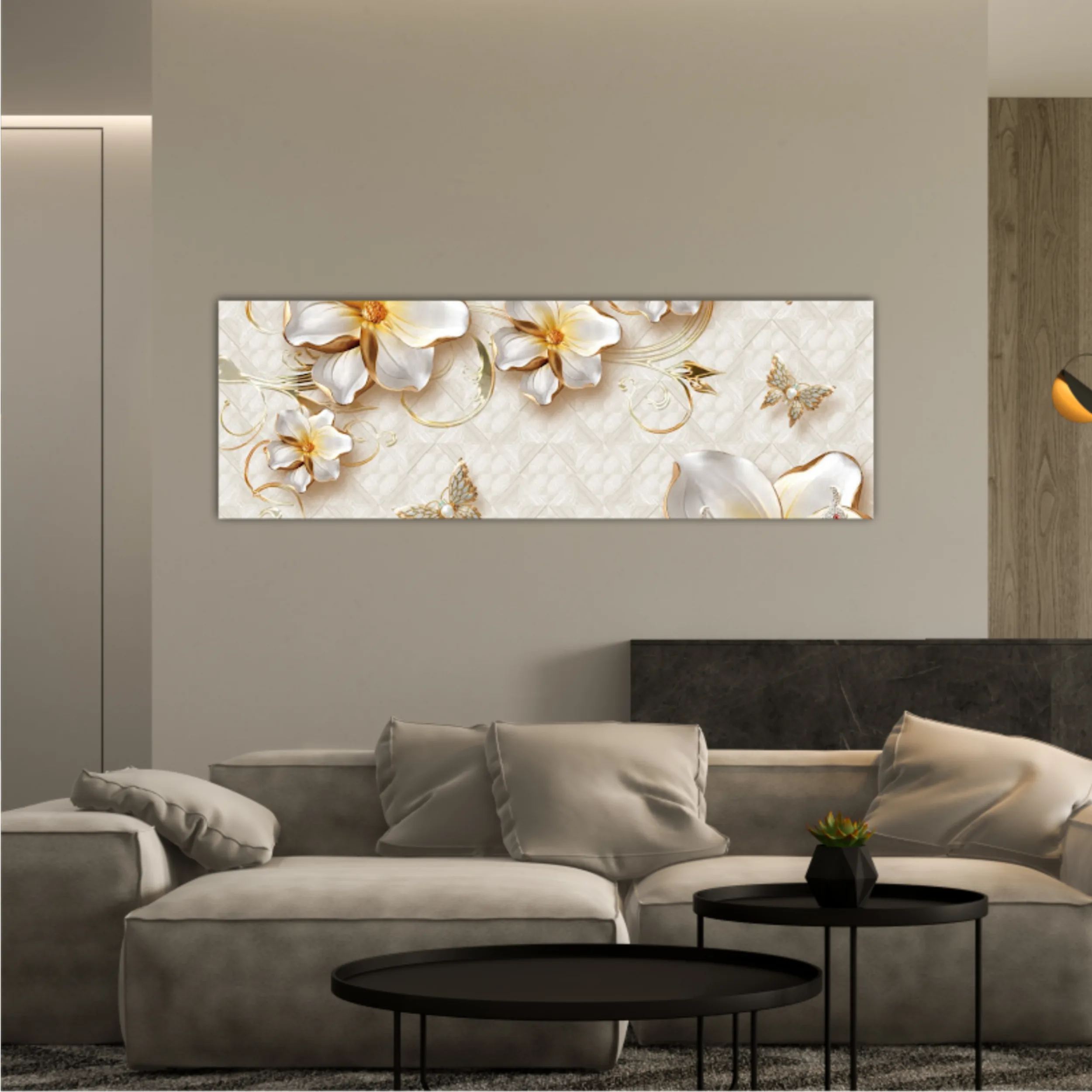 3d illustration of flowers, butterflies and swans