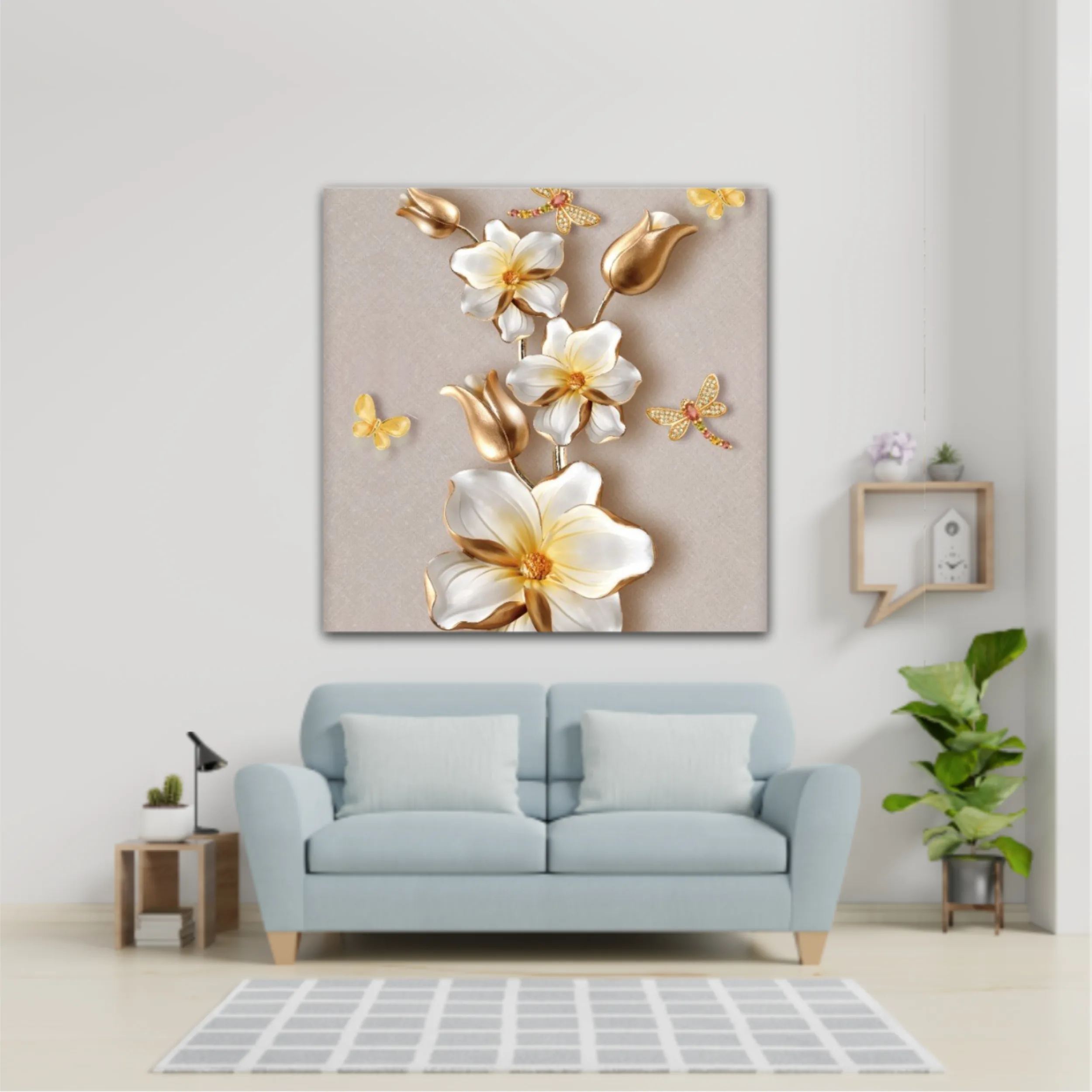 3d illustration of flowers and butterflies