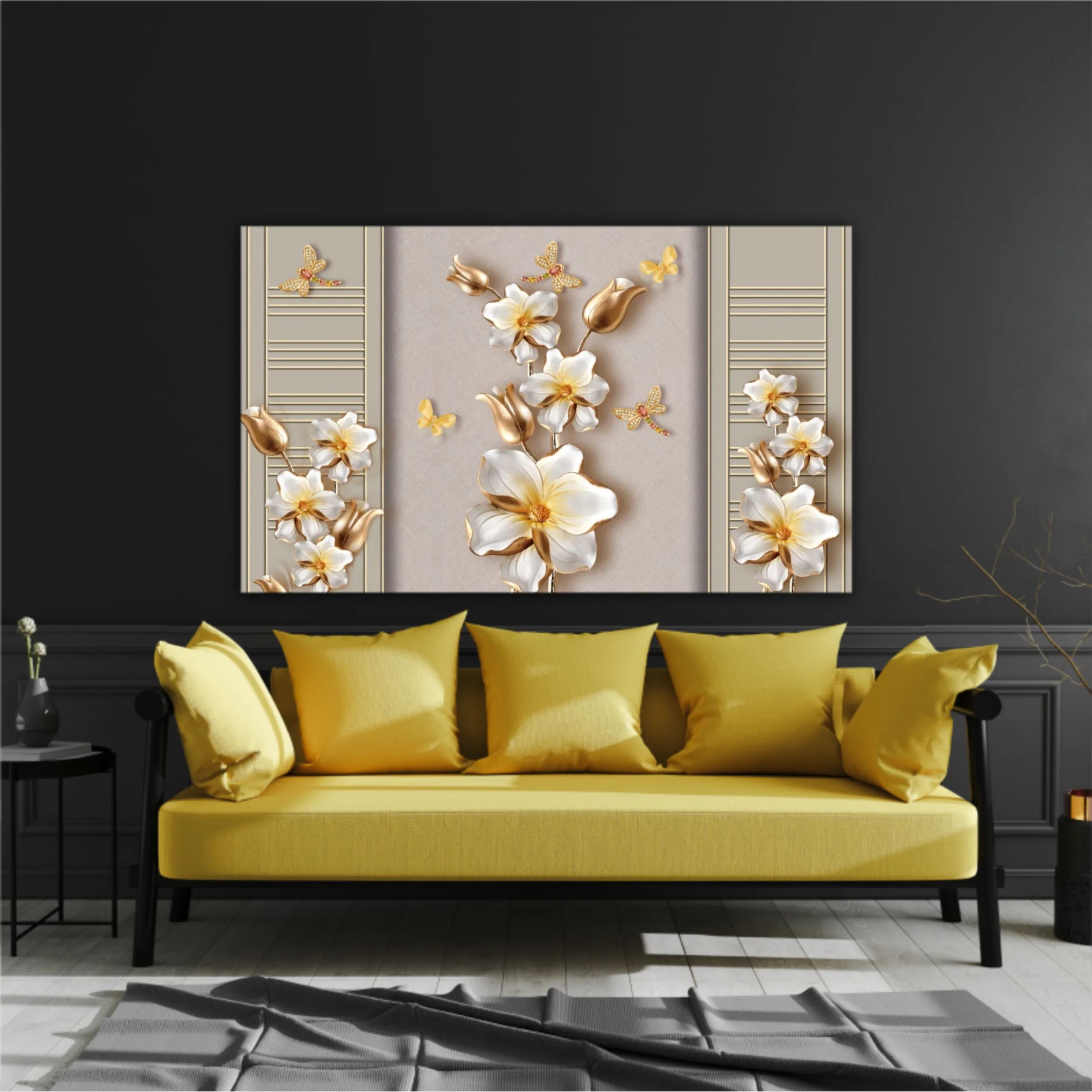 3d illustration of flowers and butterflies