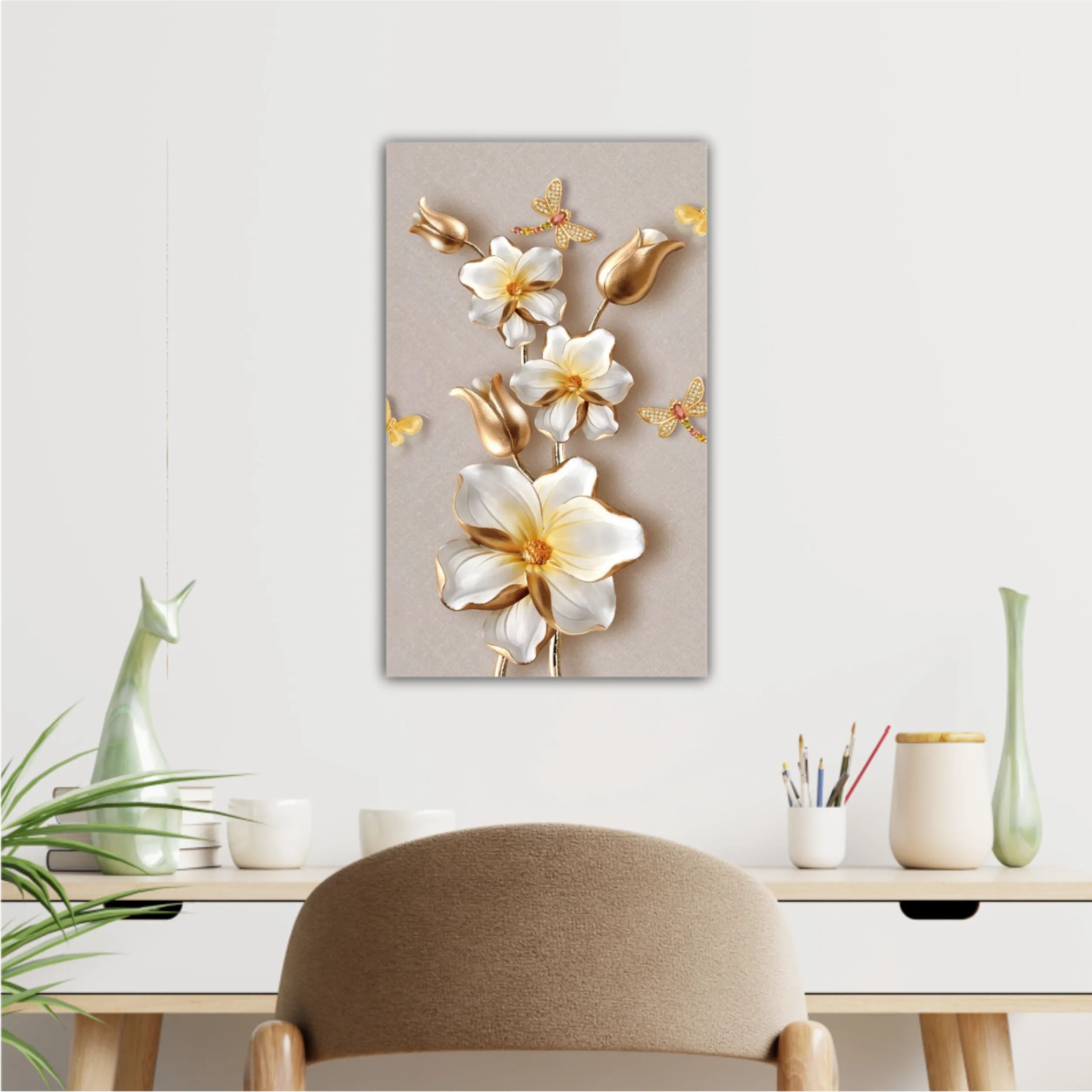 3d illustration of flowers and butterflies