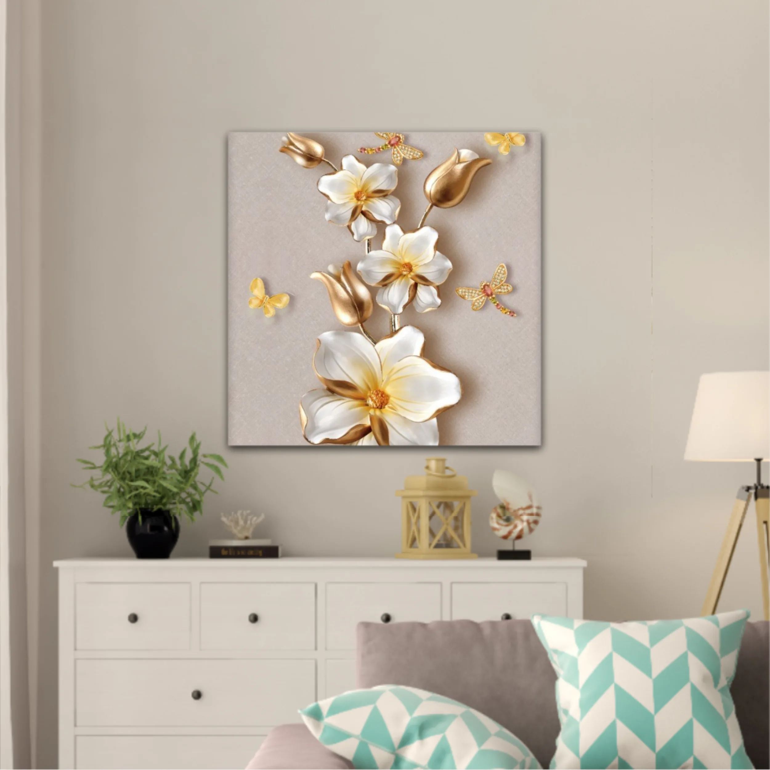 3d illustration of flowers and butterflies