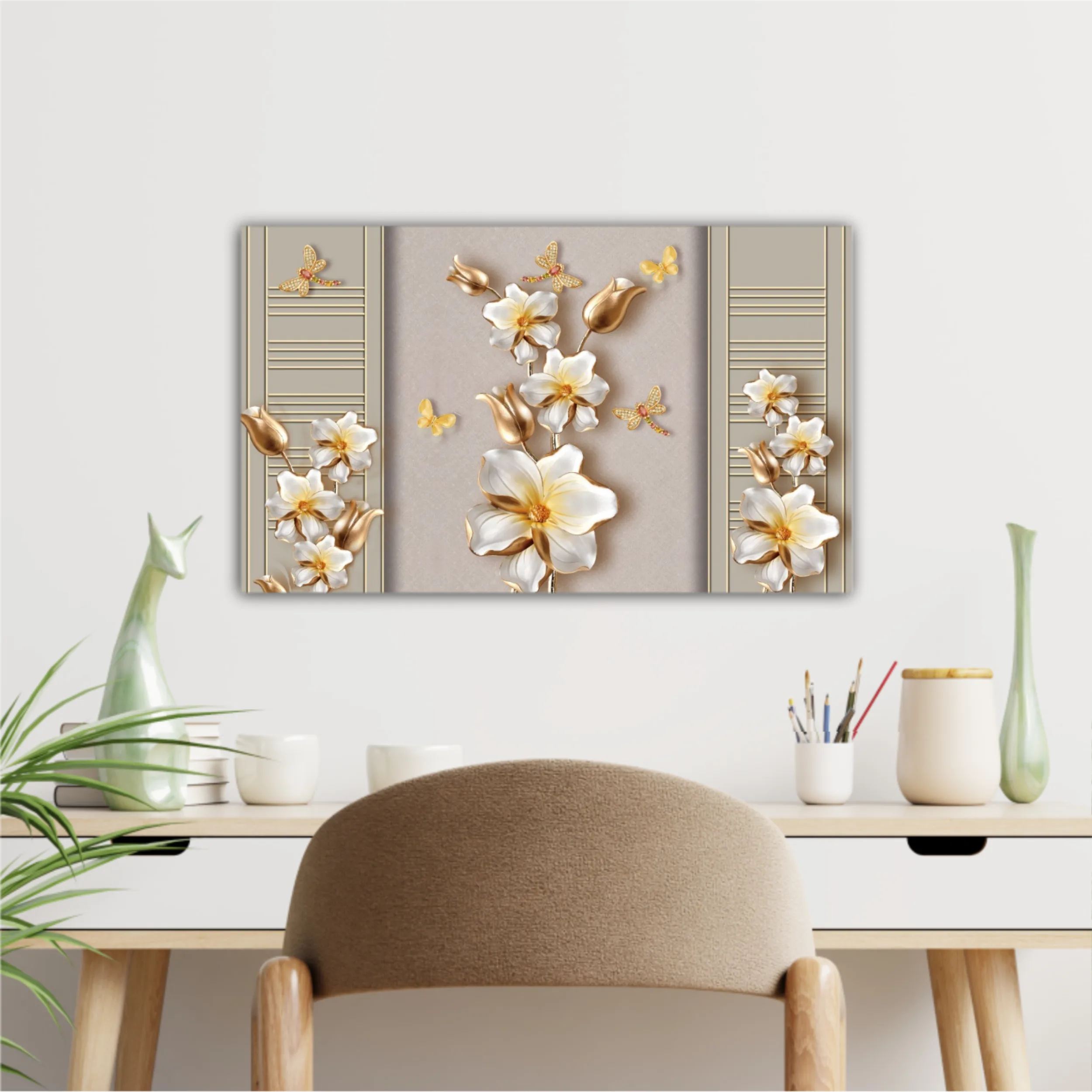 3d illustration of flowers and butterflies