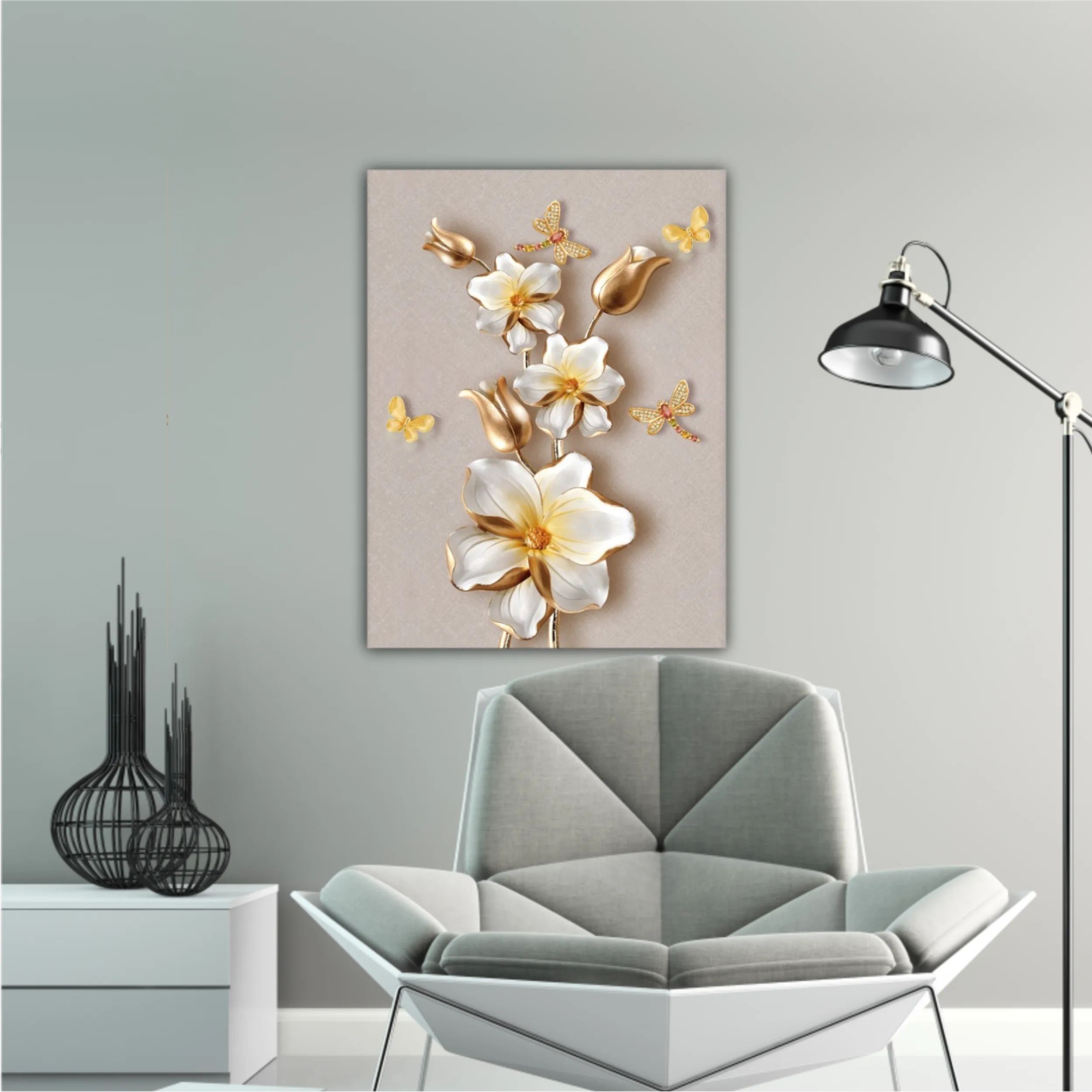 3d illustration of flowers and butterflies