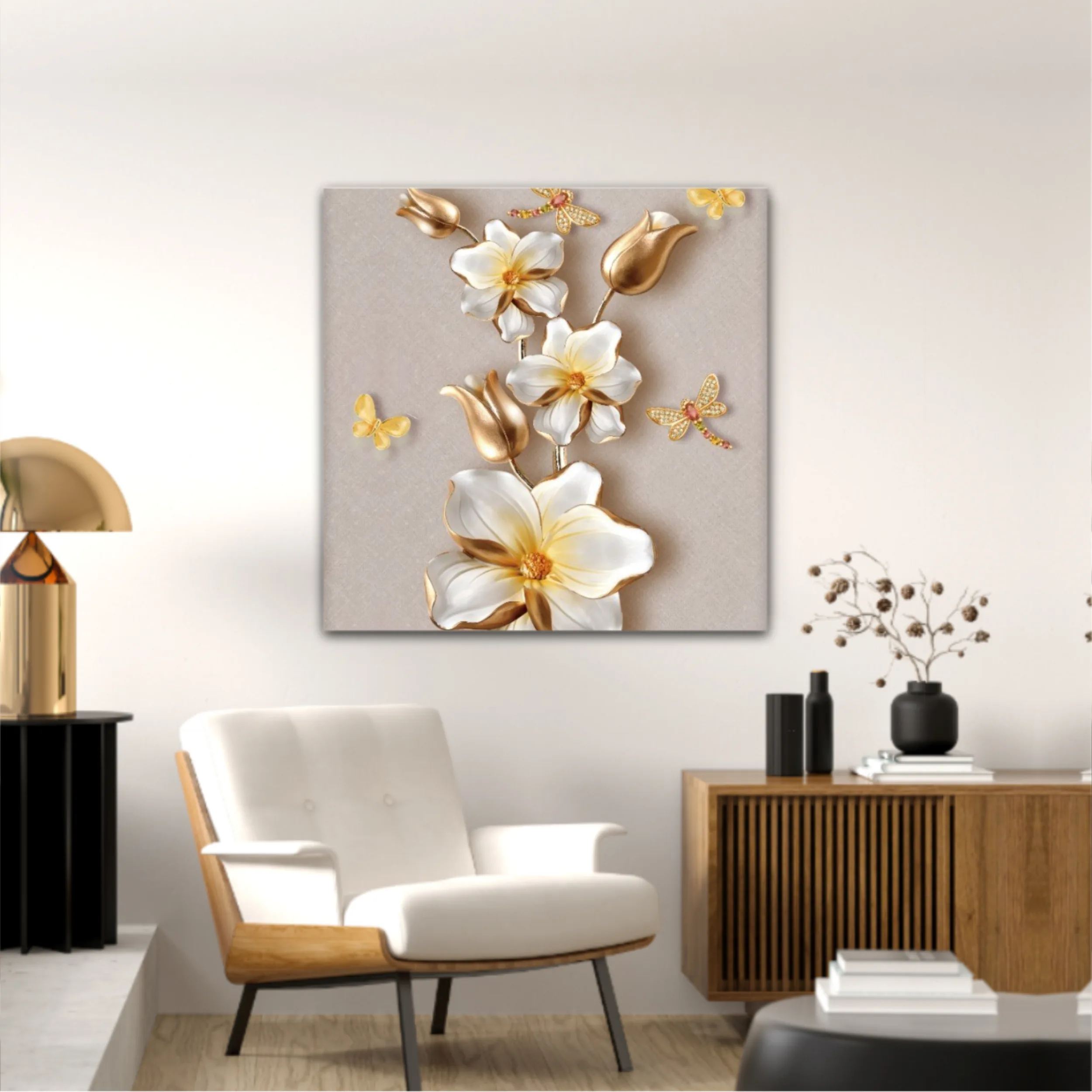 3d illustration of flowers and butterflies