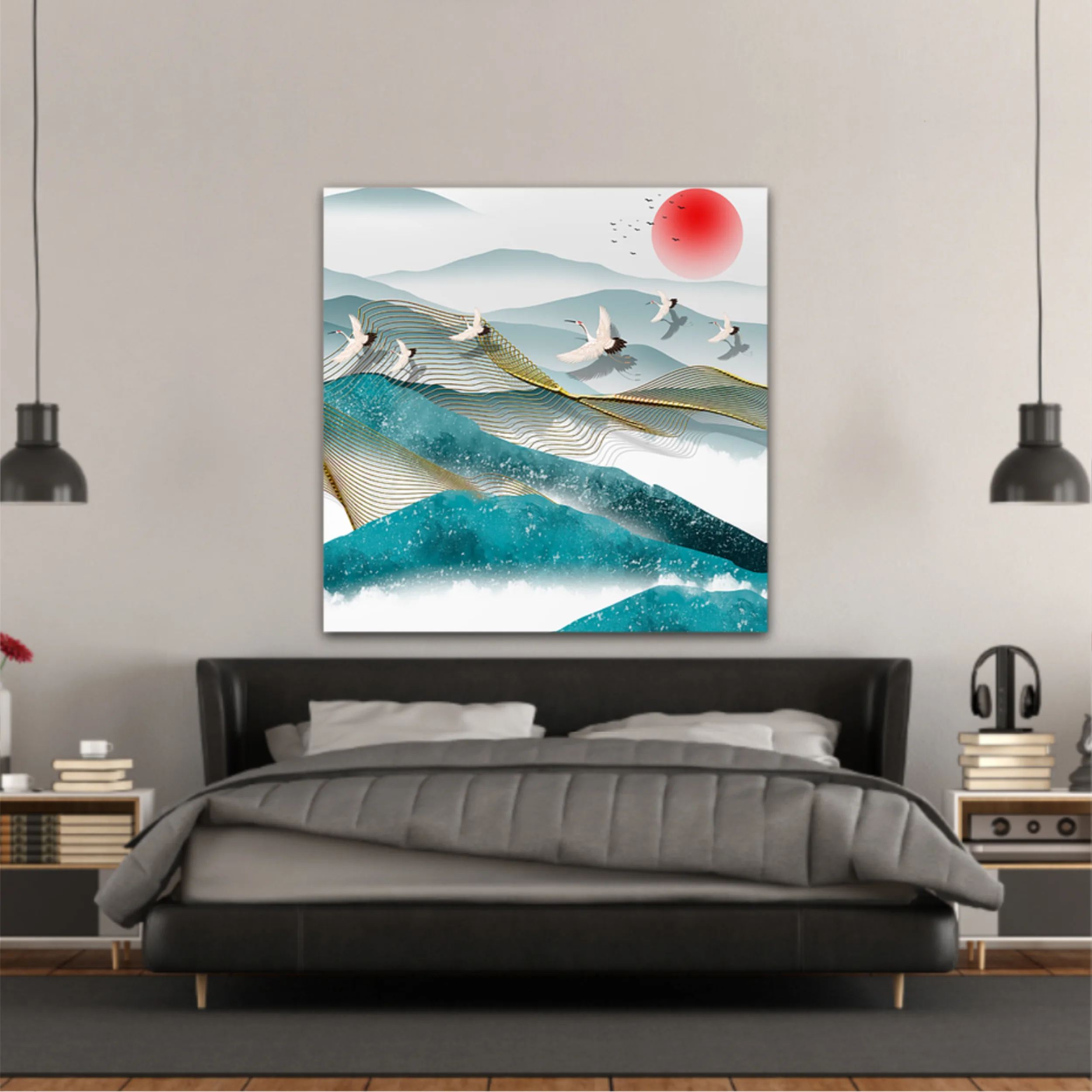 3d illustration image of mountain river water and cloud