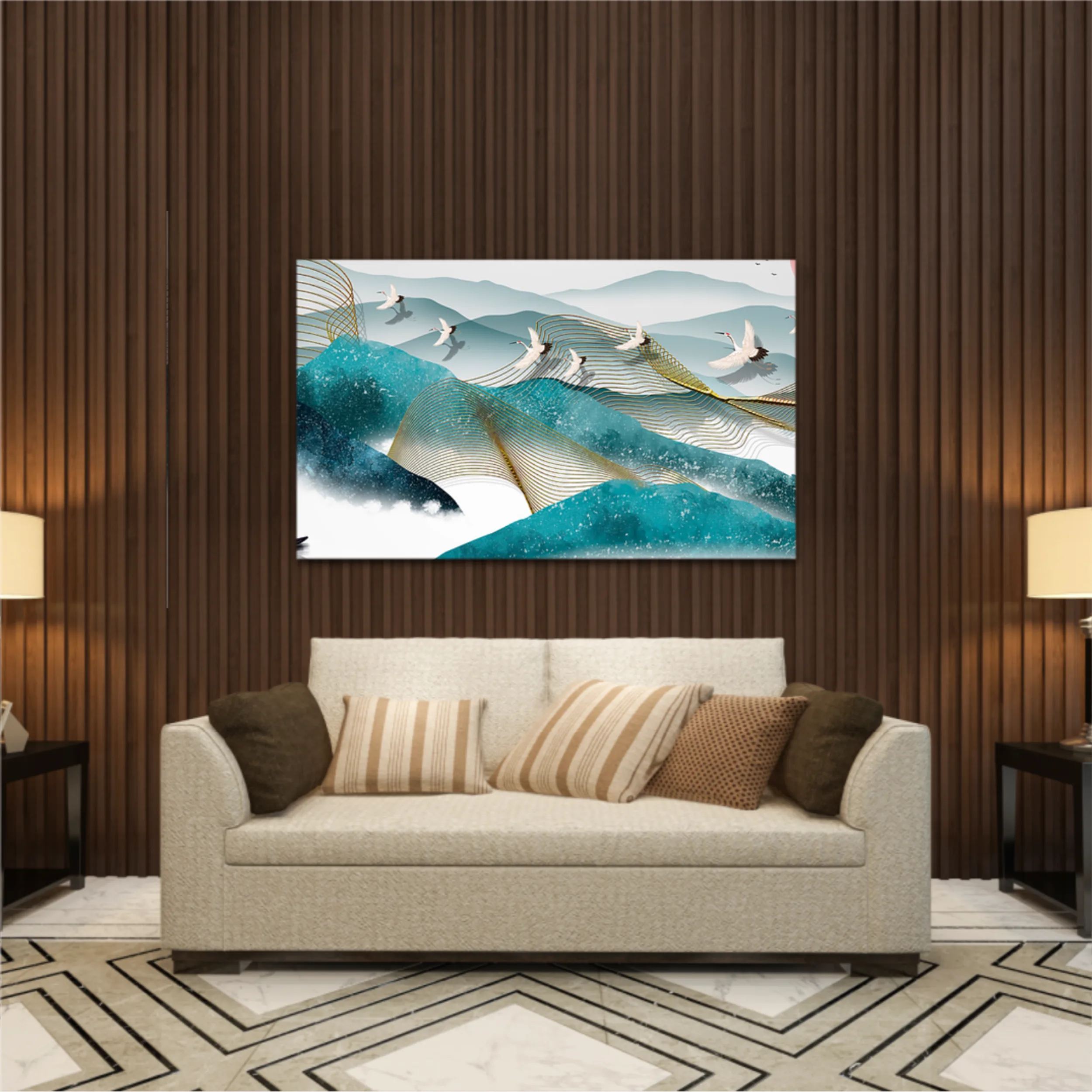 3d illustration image of mountain river water and cloud