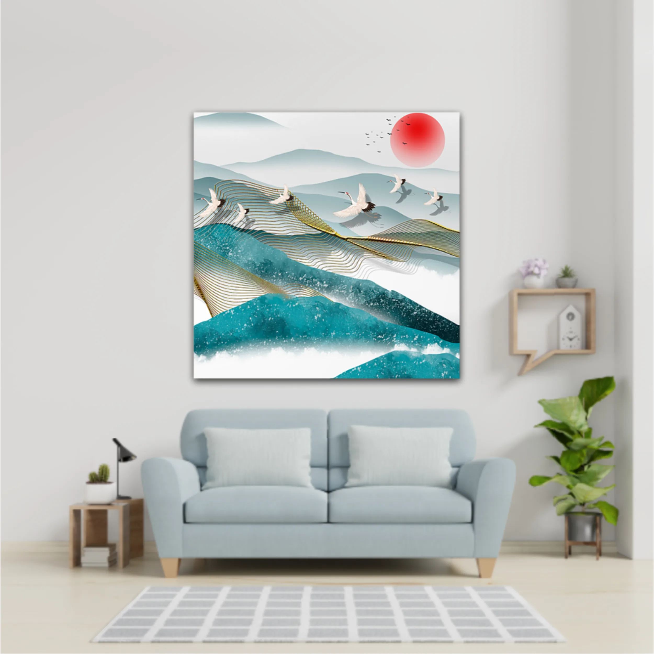 3d illustration image of mountain river water and cloud