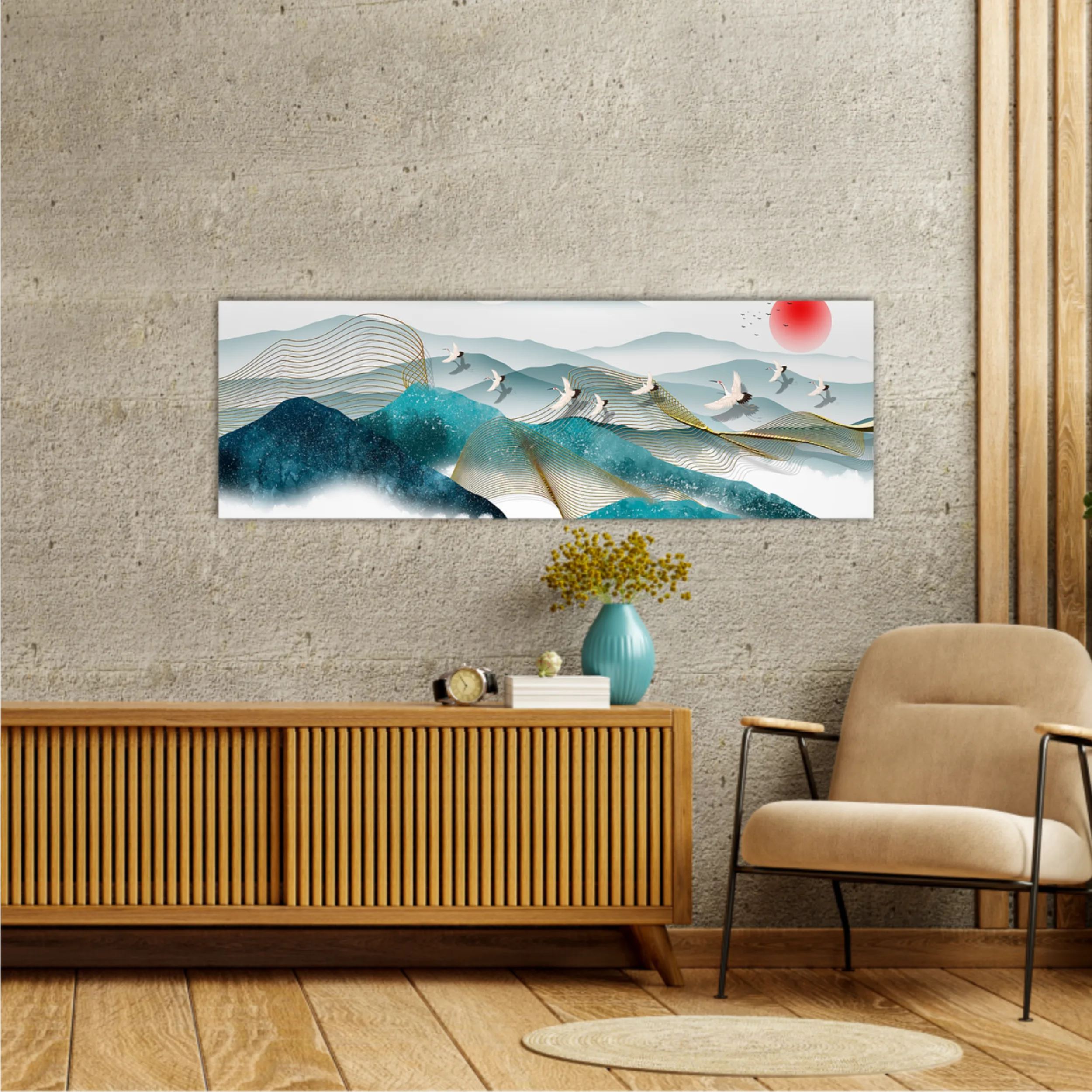 3d illustration image of mountain river water and cloud