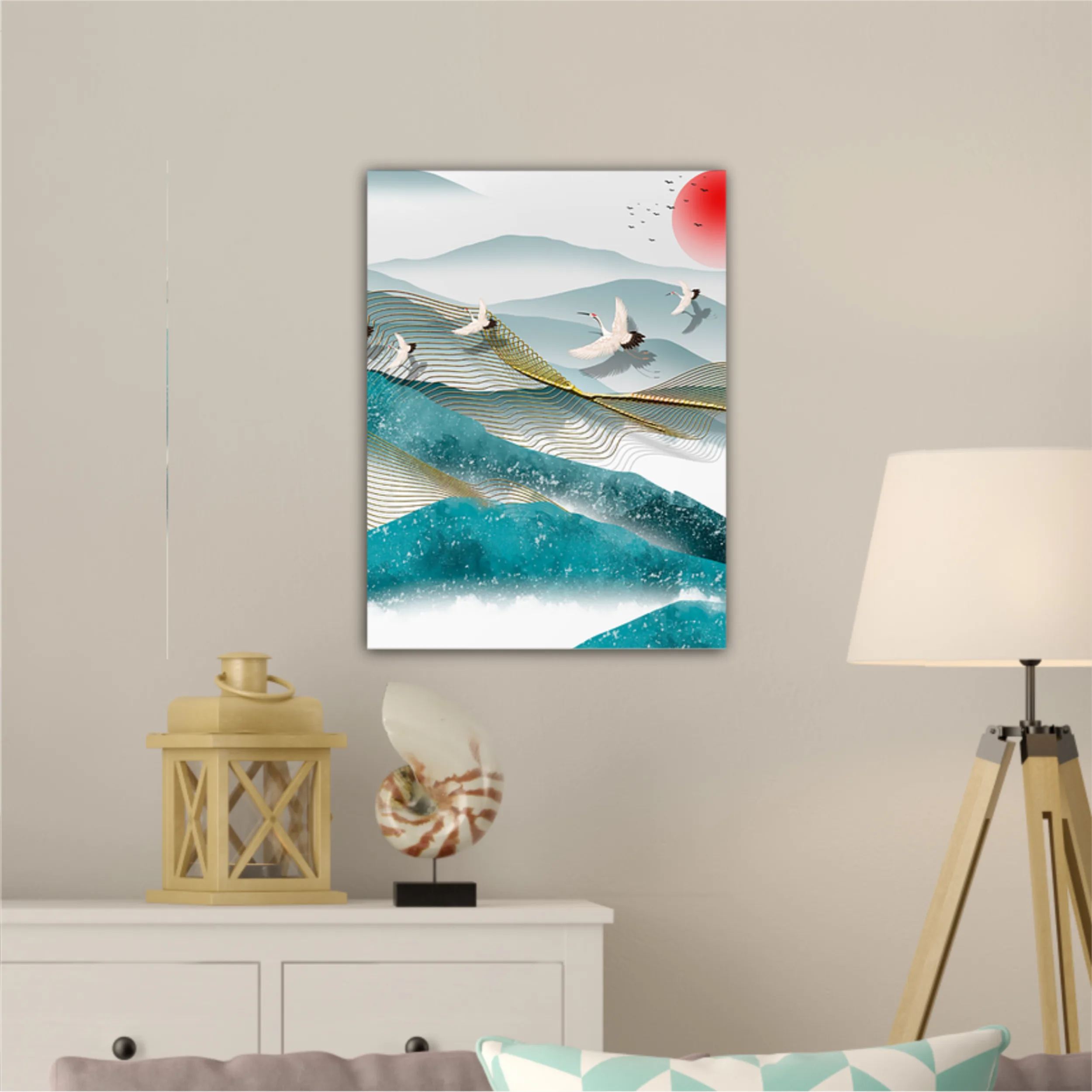 3d illustration image of mountain river water and cloud