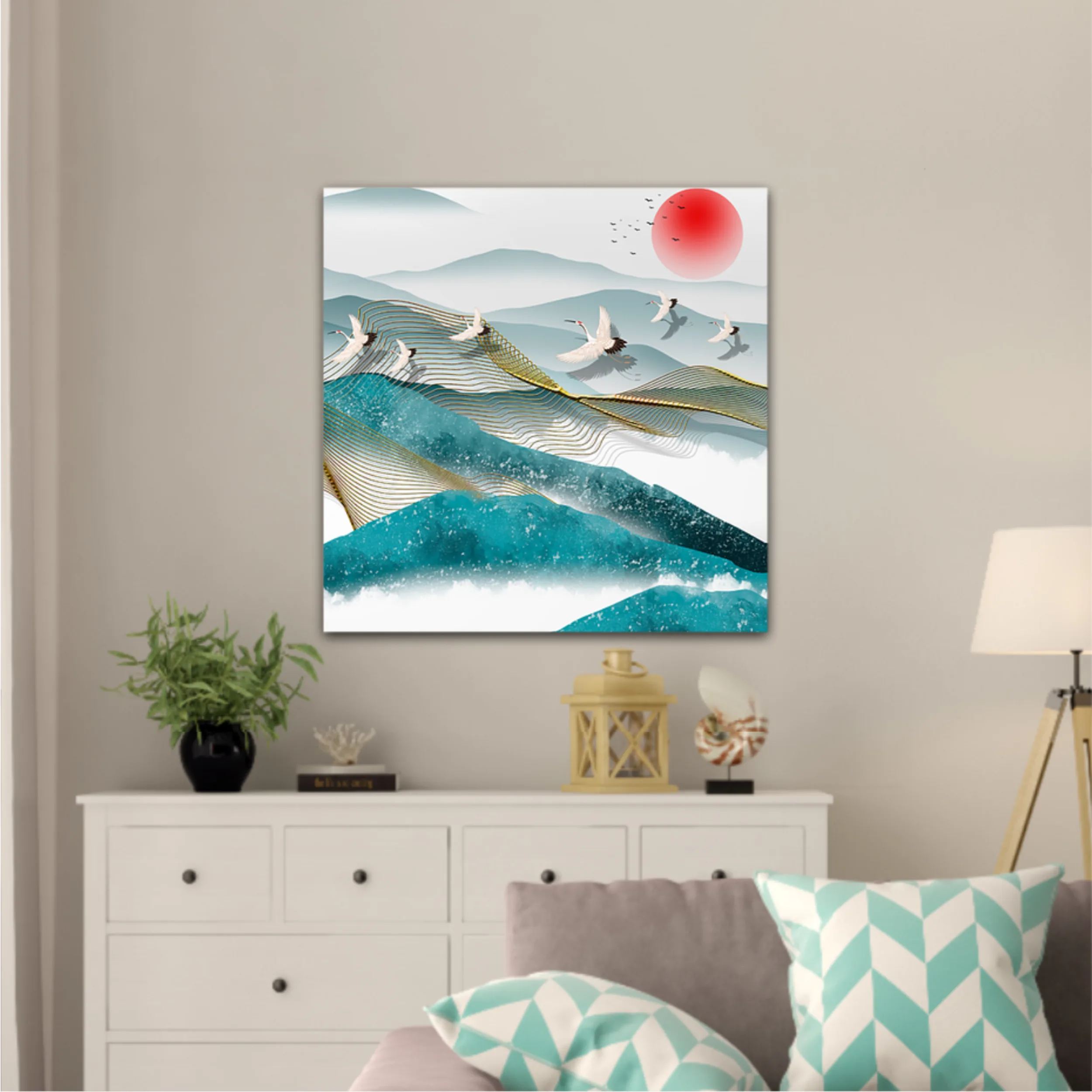 3d illustration image of mountain river water and cloud