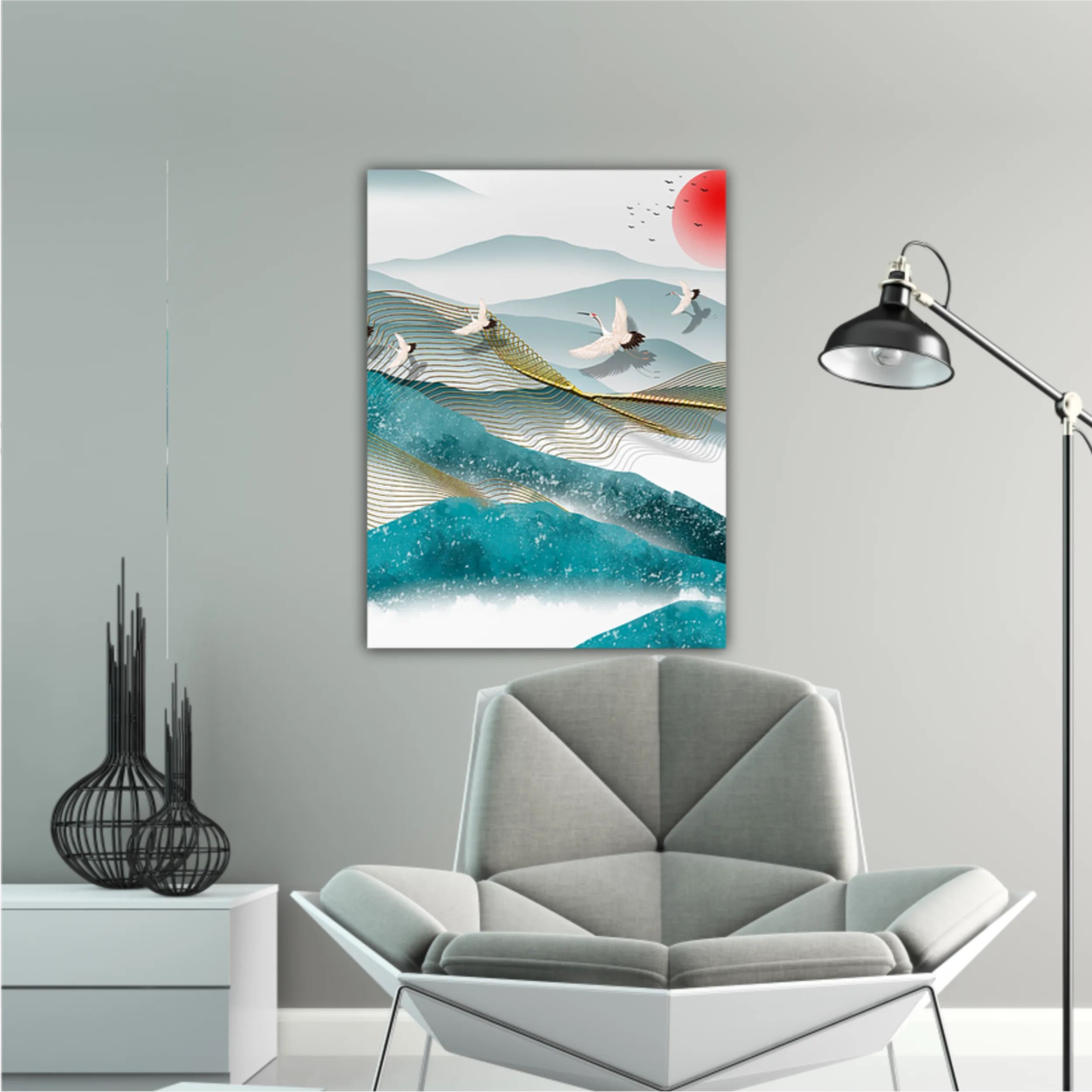 3d illustration image of mountain river water and cloud