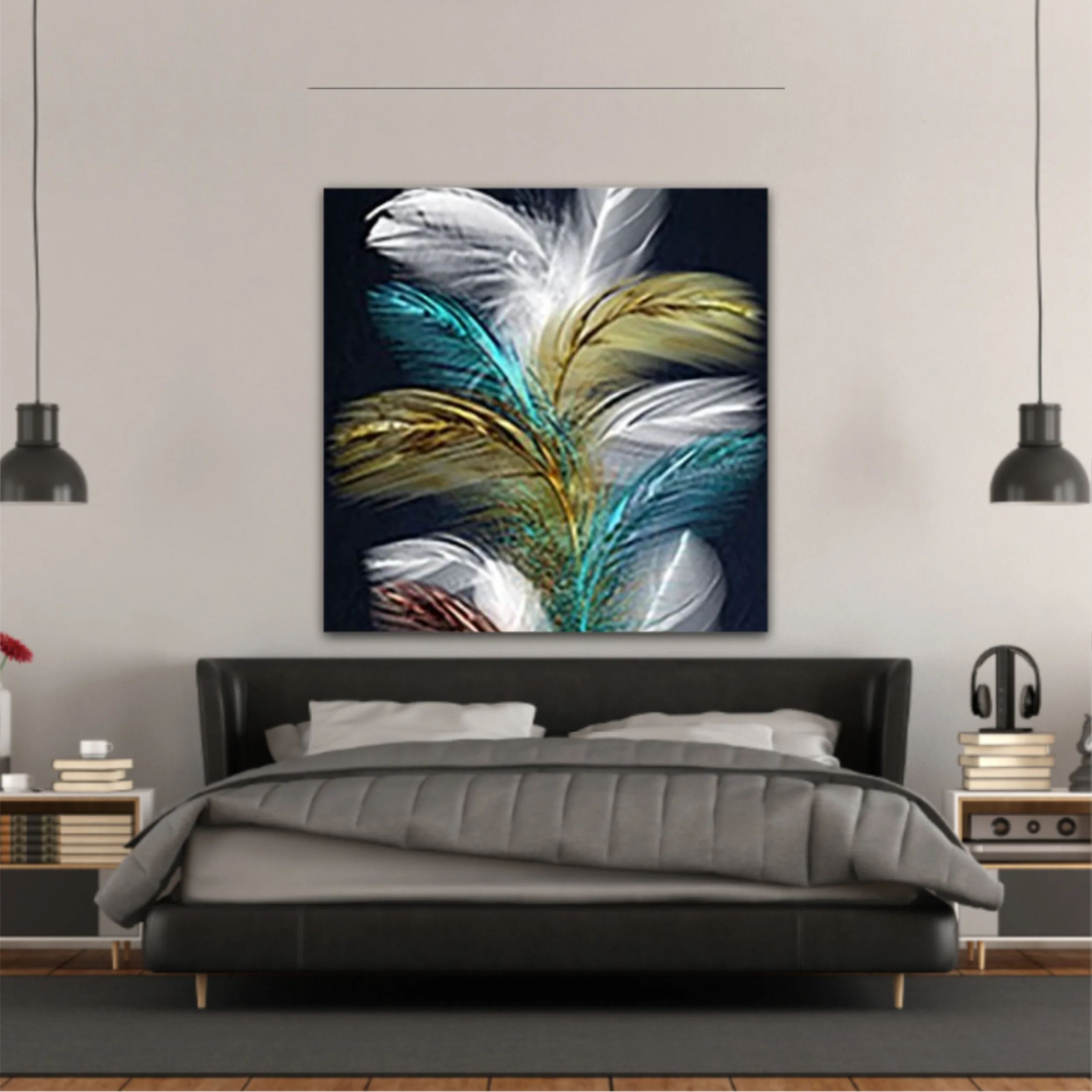 3d illustration of feathers. Luxurious abstract art digital painting