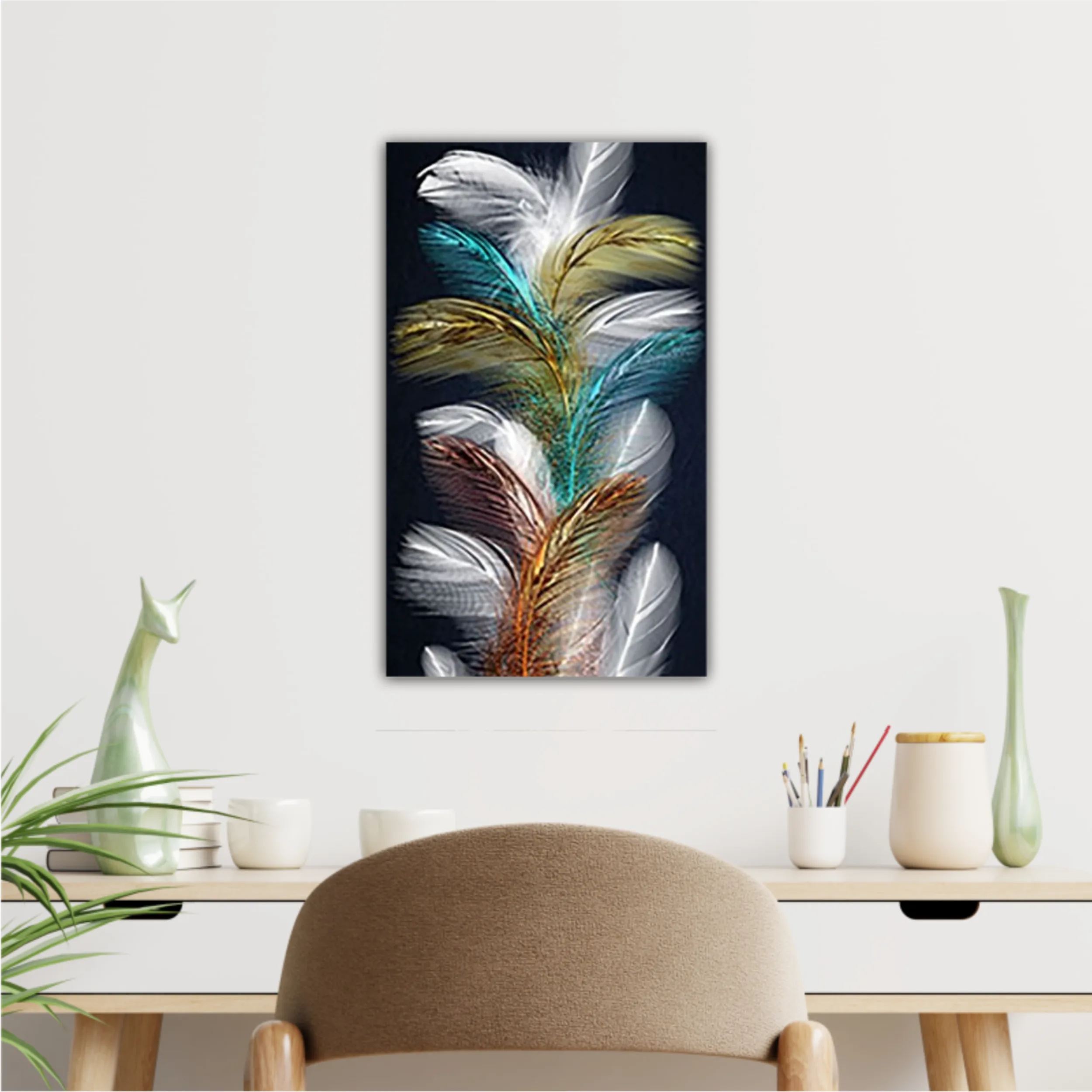 3d illustration of feathers. Luxurious abstract art digital painting