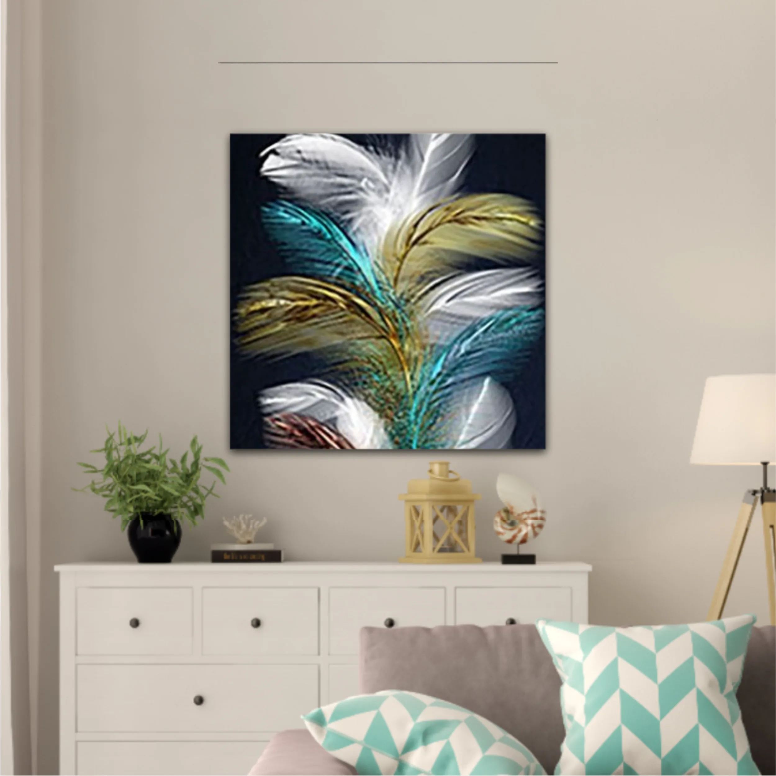 3d illustration of feathers. Luxurious abstract art digital painting