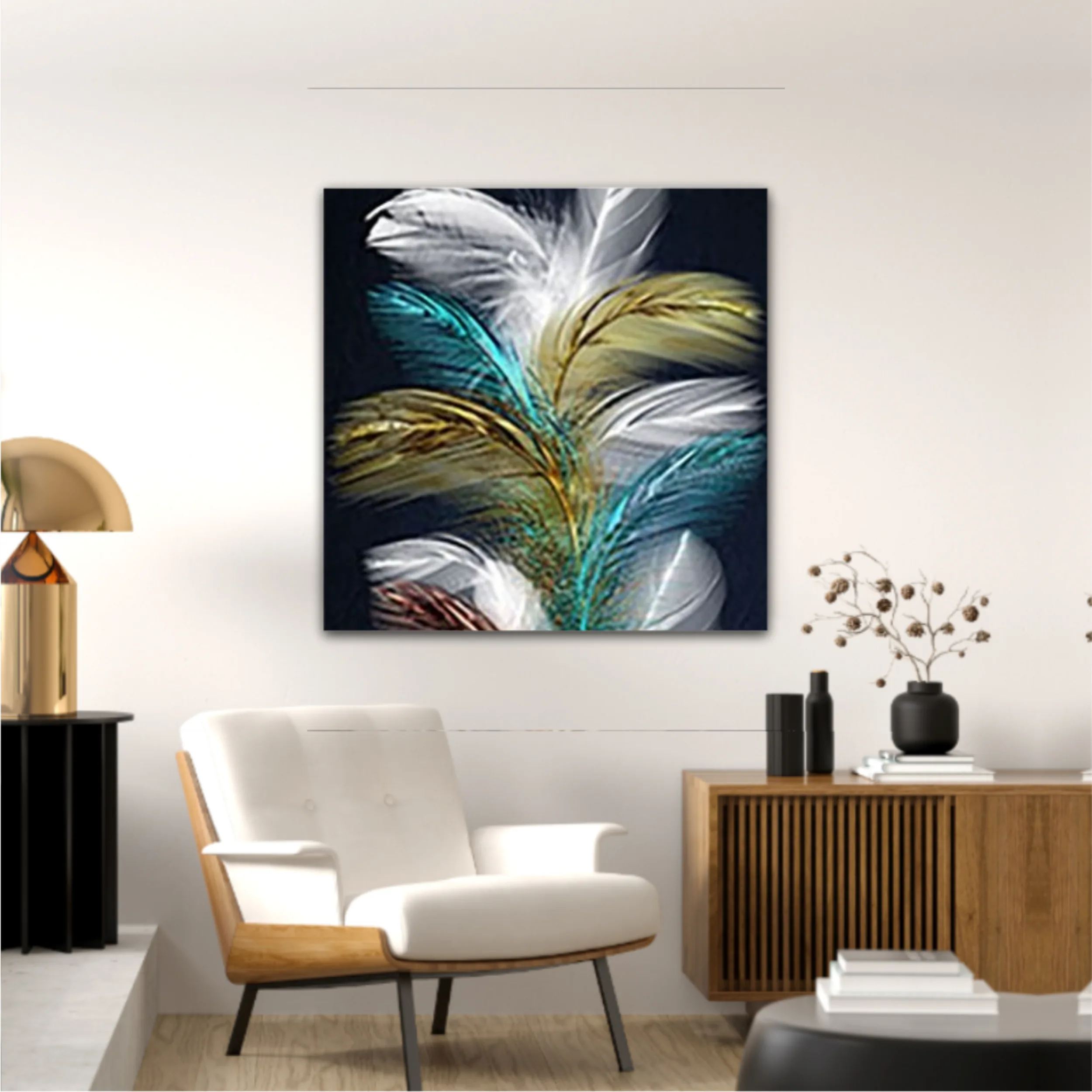 3d illustration of feathers. Luxurious abstract art digital painting