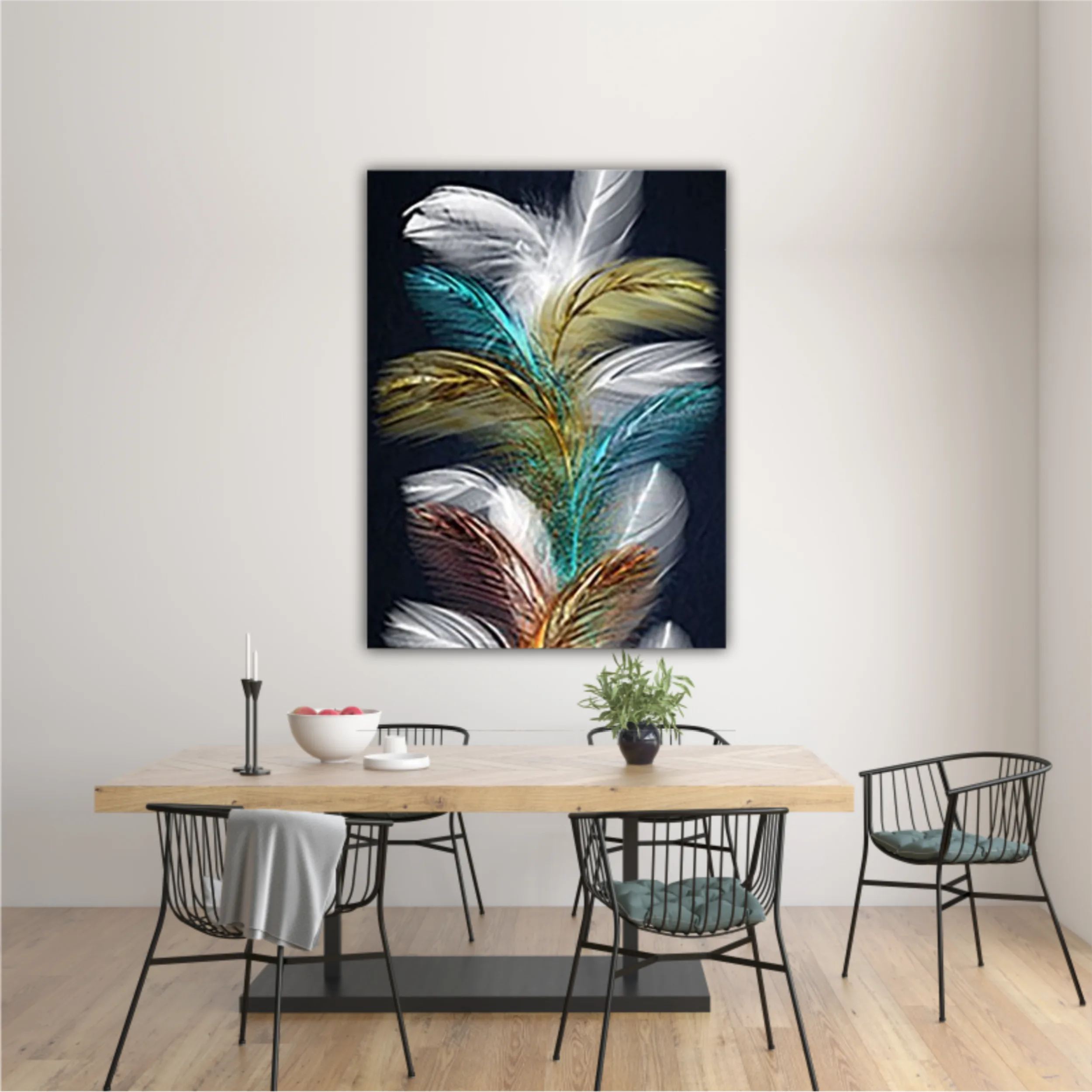 3d illustration of feathers. Luxurious abstract art digital painting