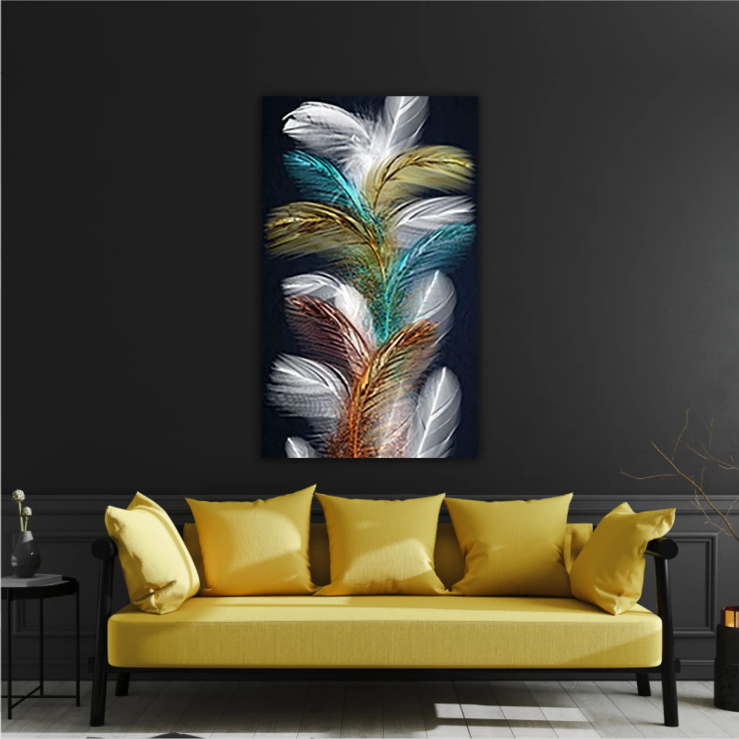 3d illustration of feathers. Luxurious abstract art digital painting