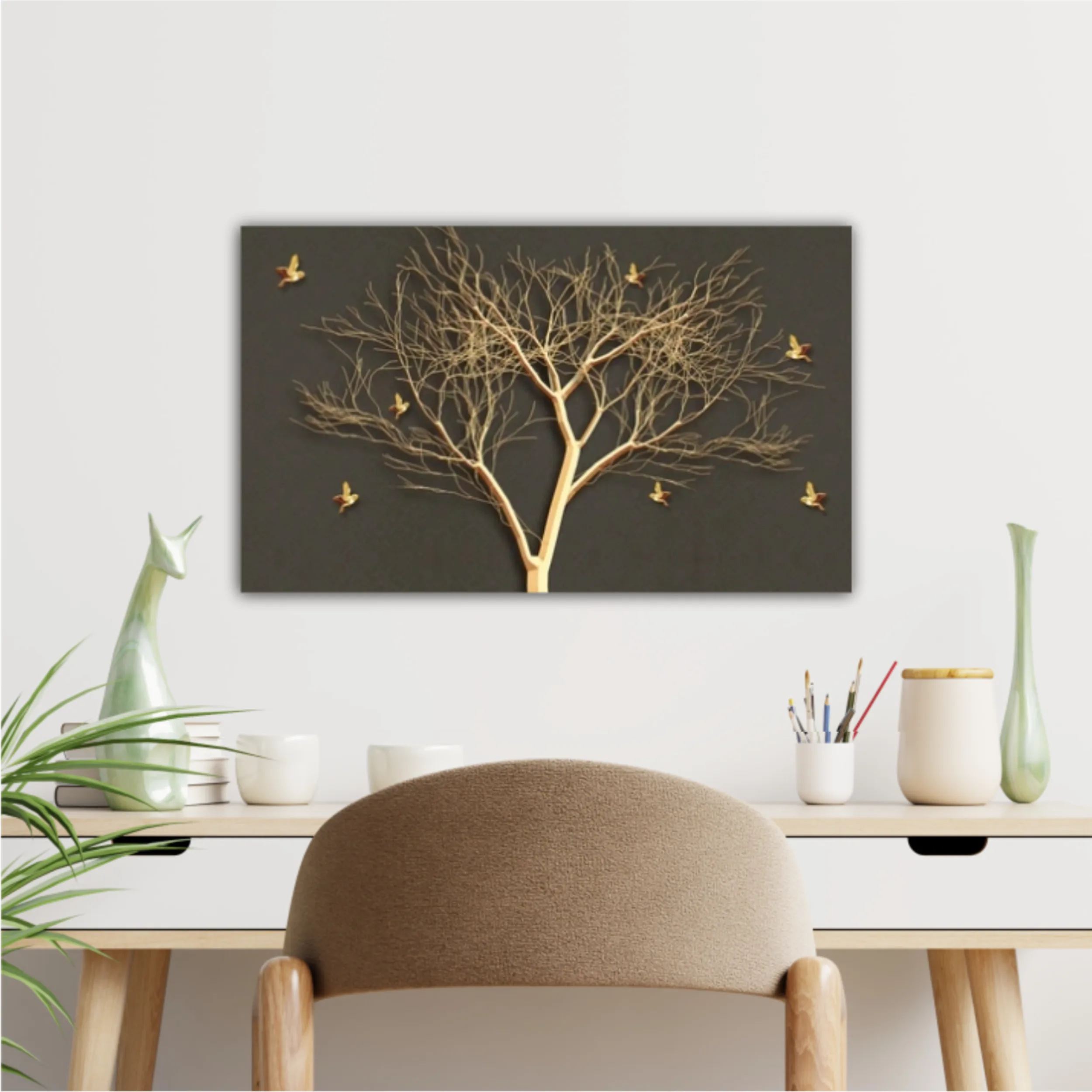 3d illustration of tree and birds