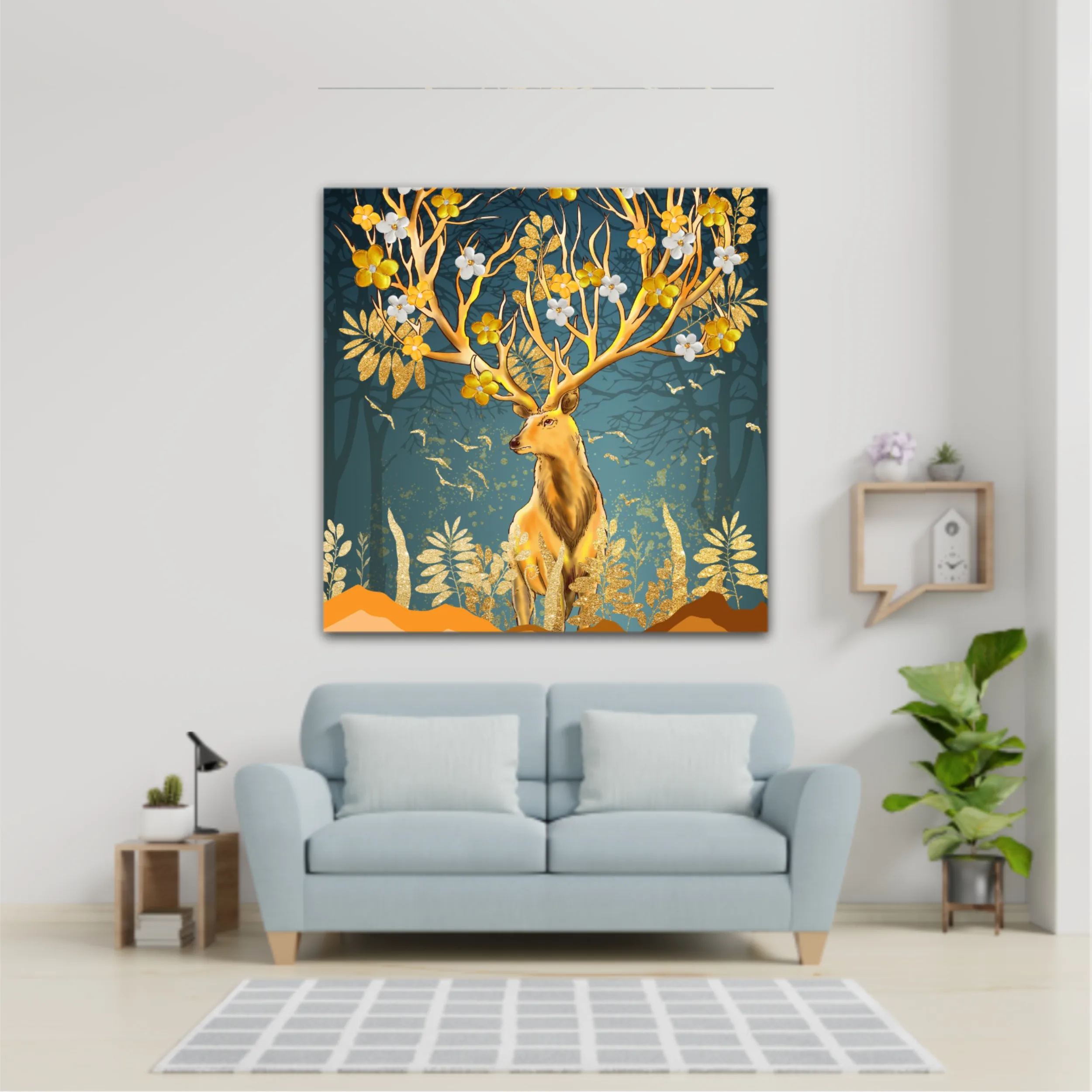 3d illustration of flowers in bloom on deer horns