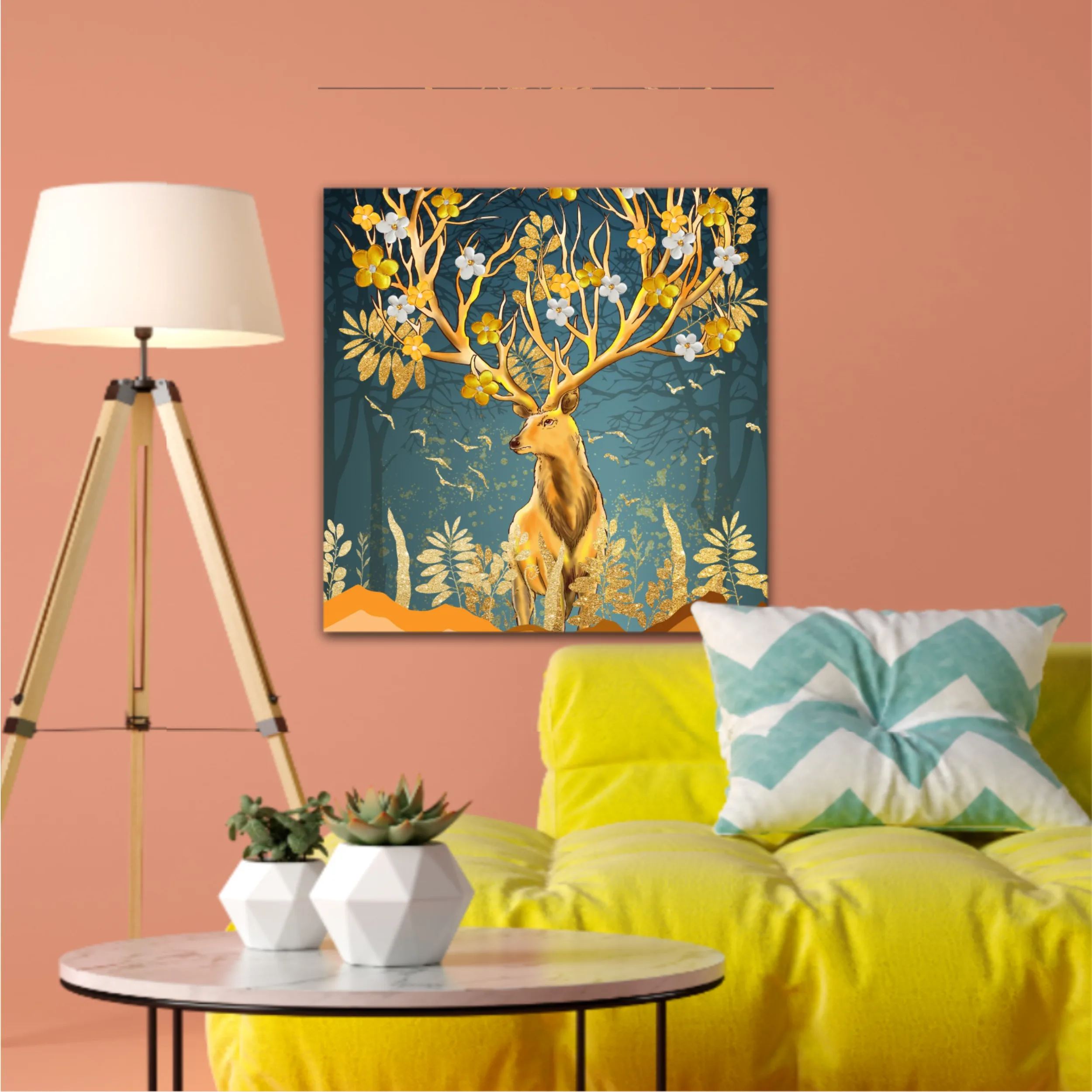 3d illustration of flowers in bloom on deer horns