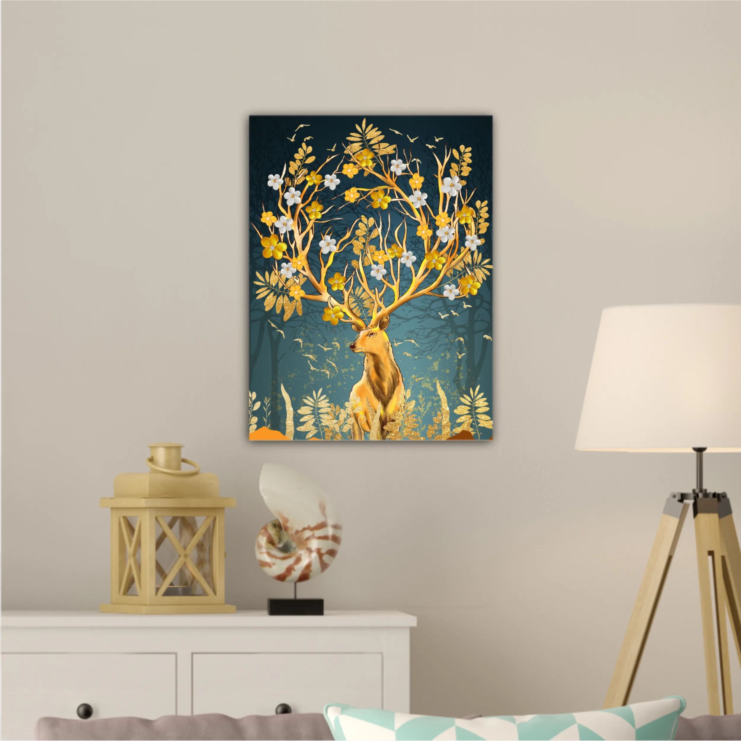 3d illustration of flowers in bloom on deer horns