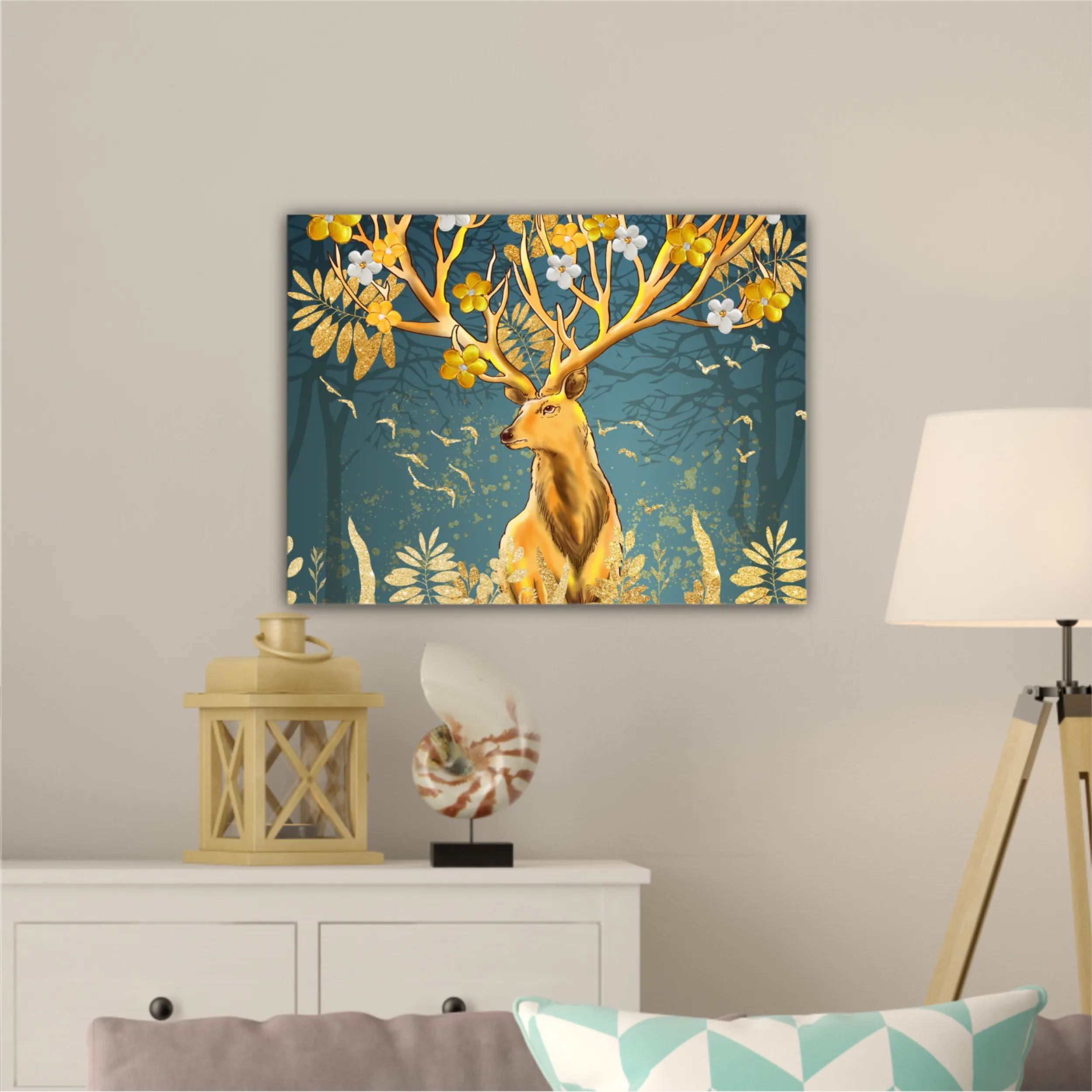 3d illustration of flowers in bloom on deer horns