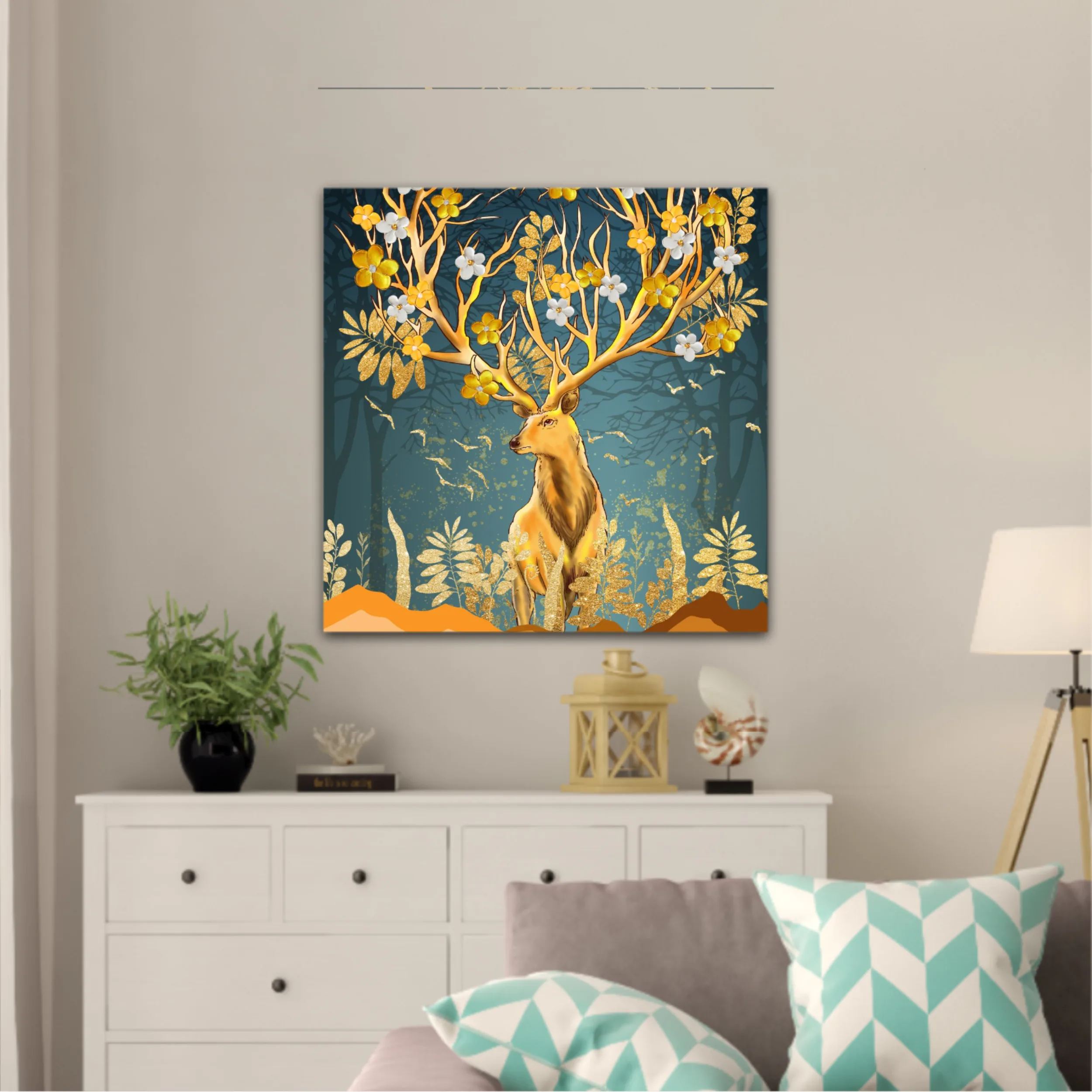 3d illustration of flowers in bloom on deer horns