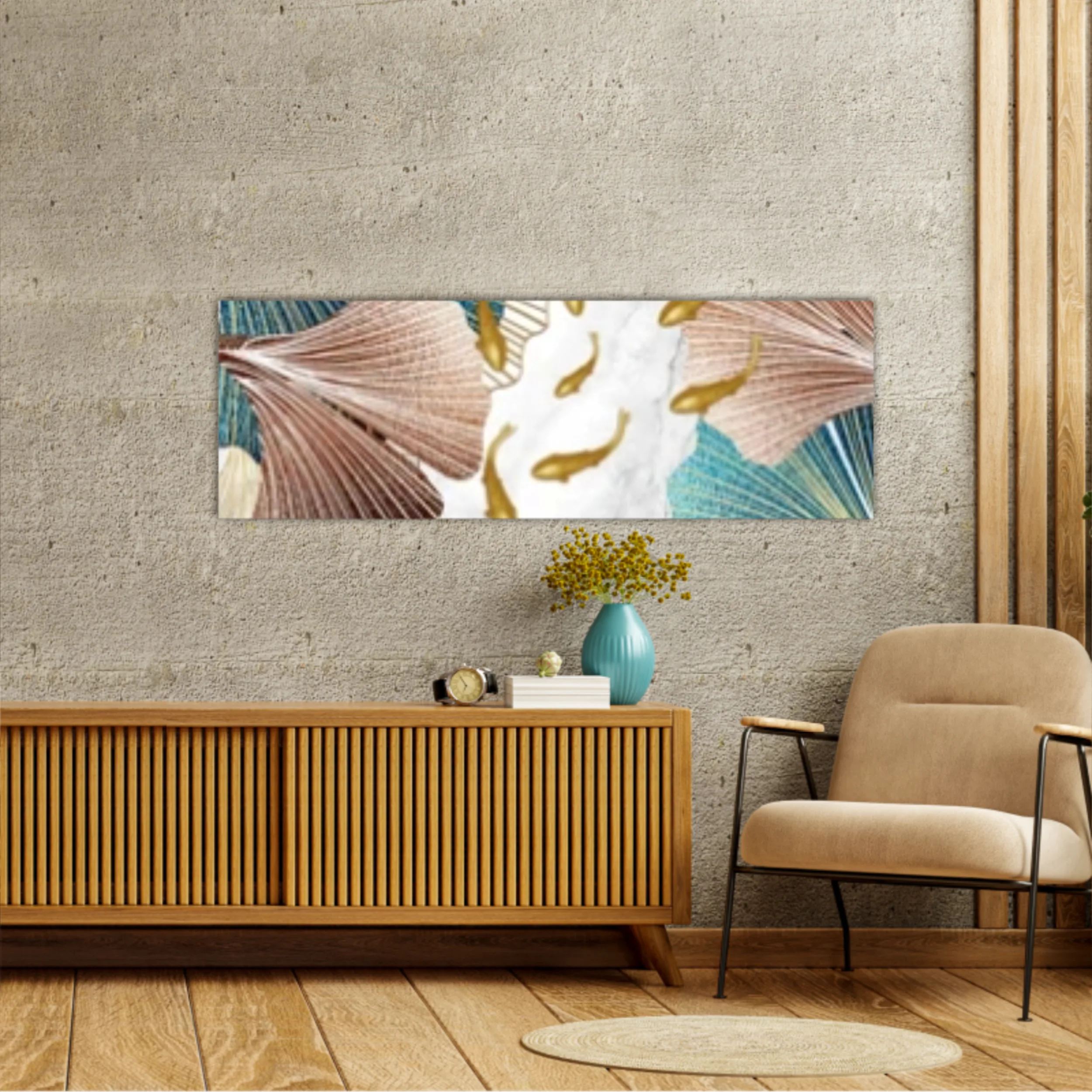 3d illustration of a school of goldfish in the river