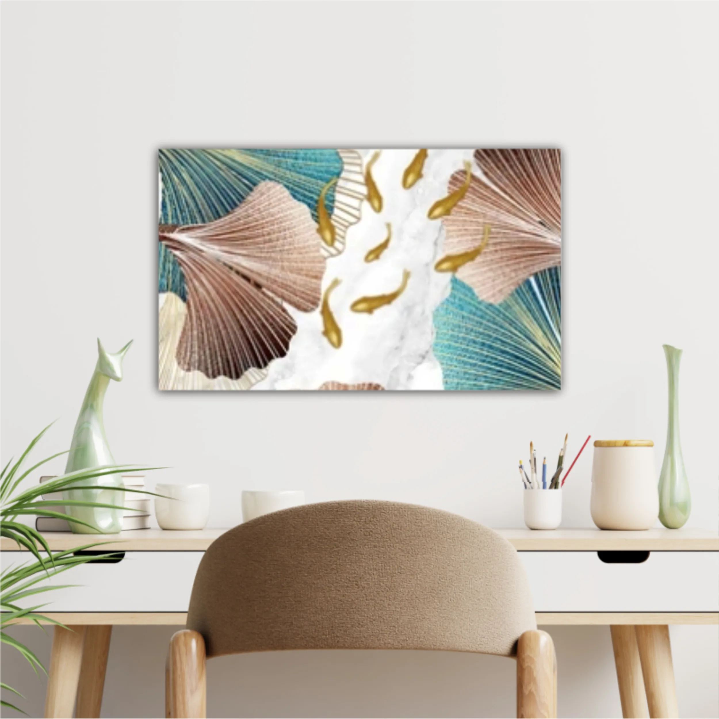 3d illustration of a school of goldfish in the river