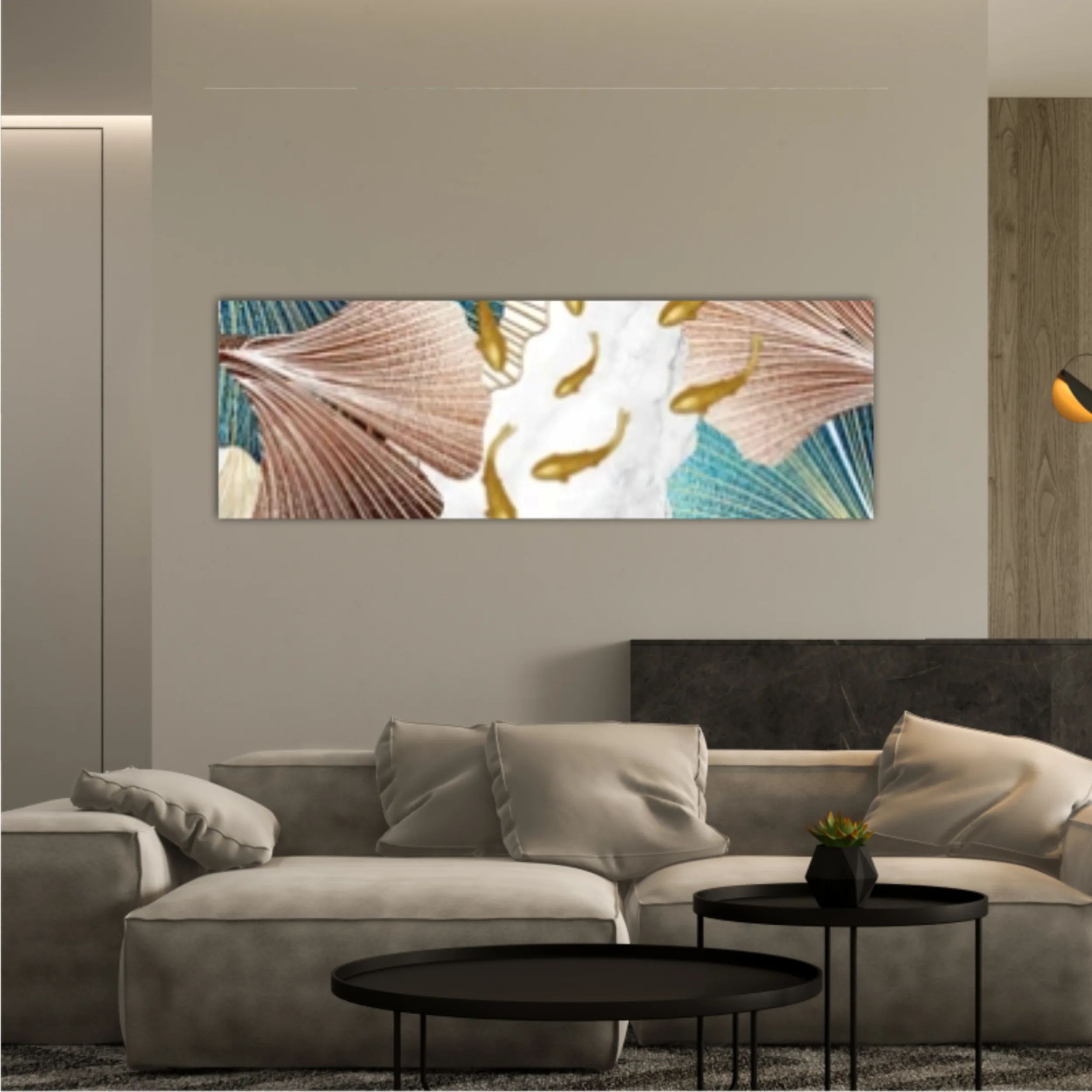 3d illustration of a school of goldfish in the river